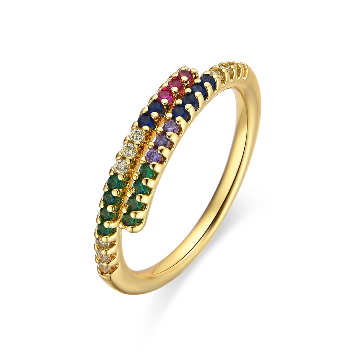 Bague avec Zirconium Multicolore finition or 18k - Tazel