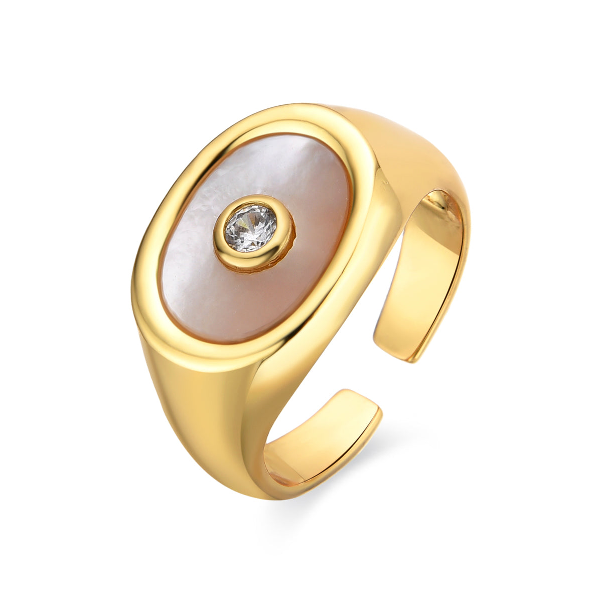Bague en Mèreperle Blanche finition or 18k - Staxo