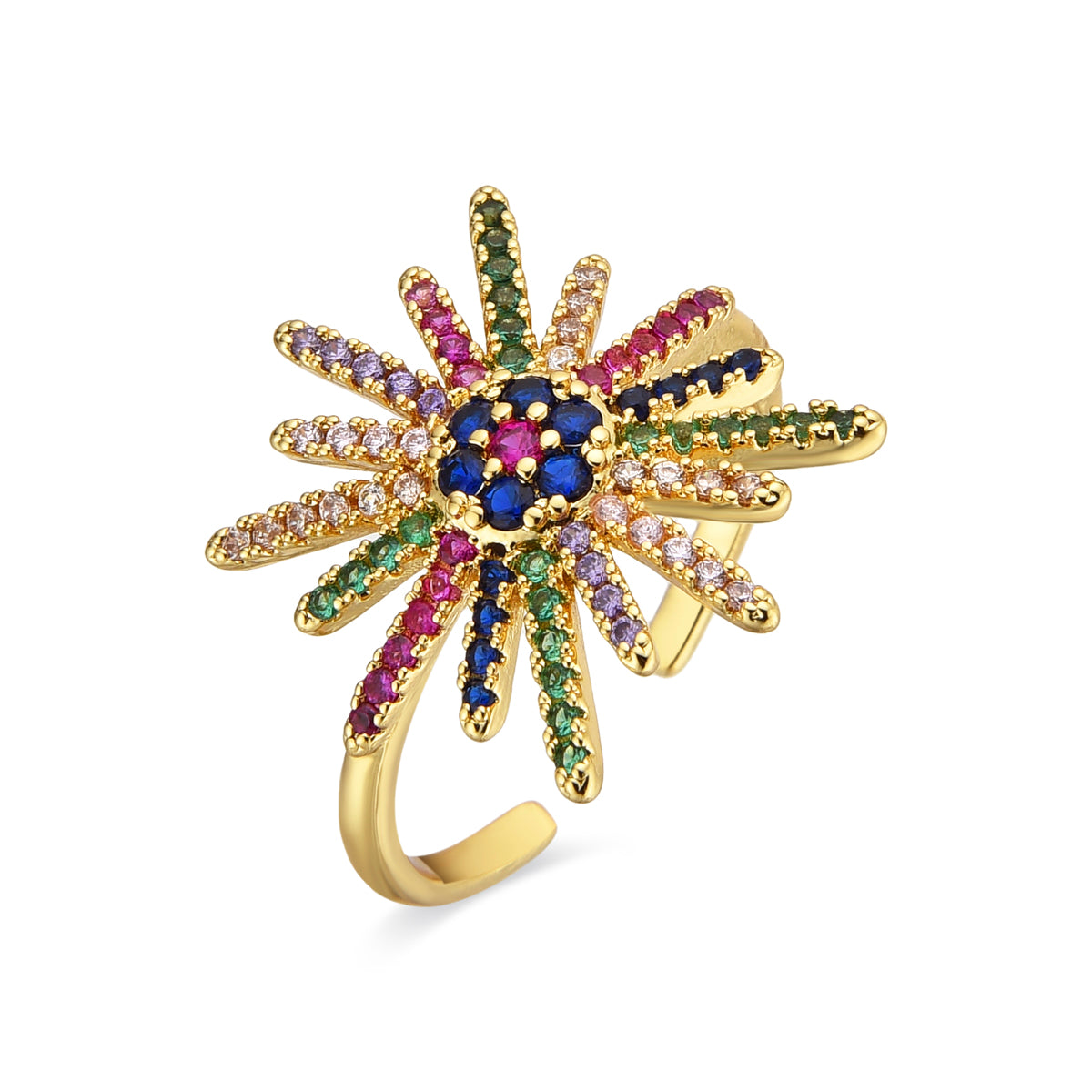 Bague avec Zirconium Multicolore finition or 18k - Daob