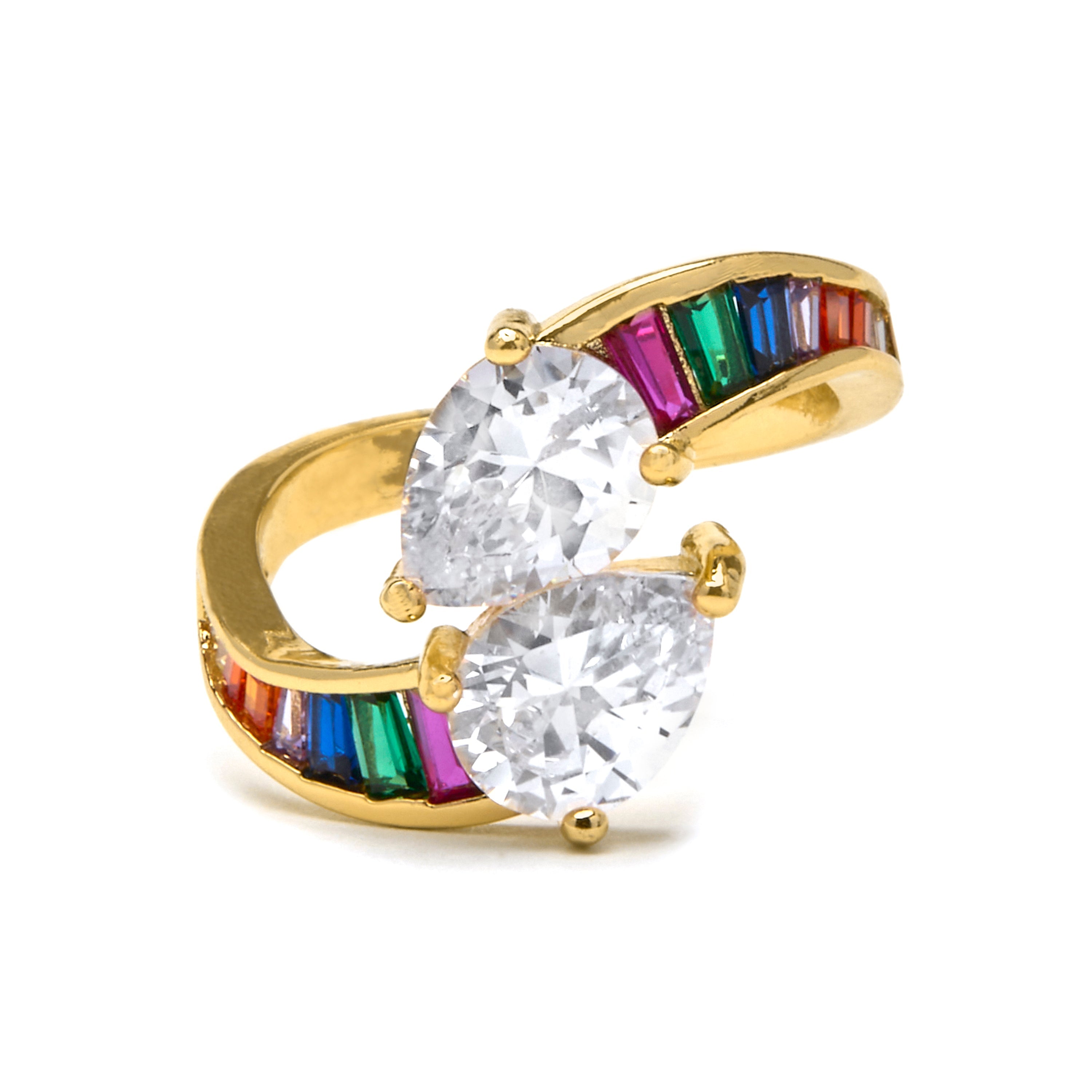Ring mit strahlendem Zirkon, 18k Gold-Finish - Darbia