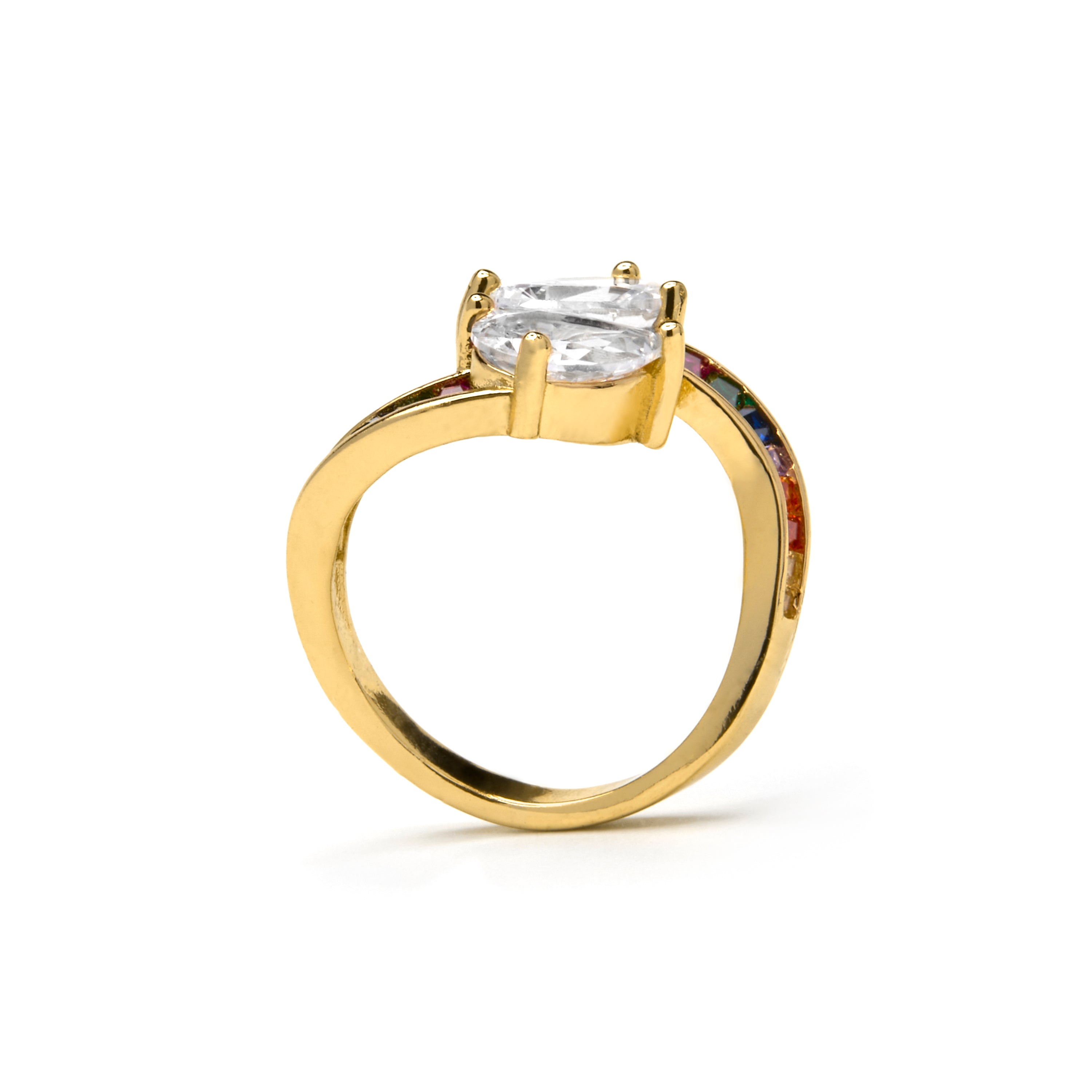 Ring mit strahlendem Zirkon, 18k Gold-Finish - Darbia