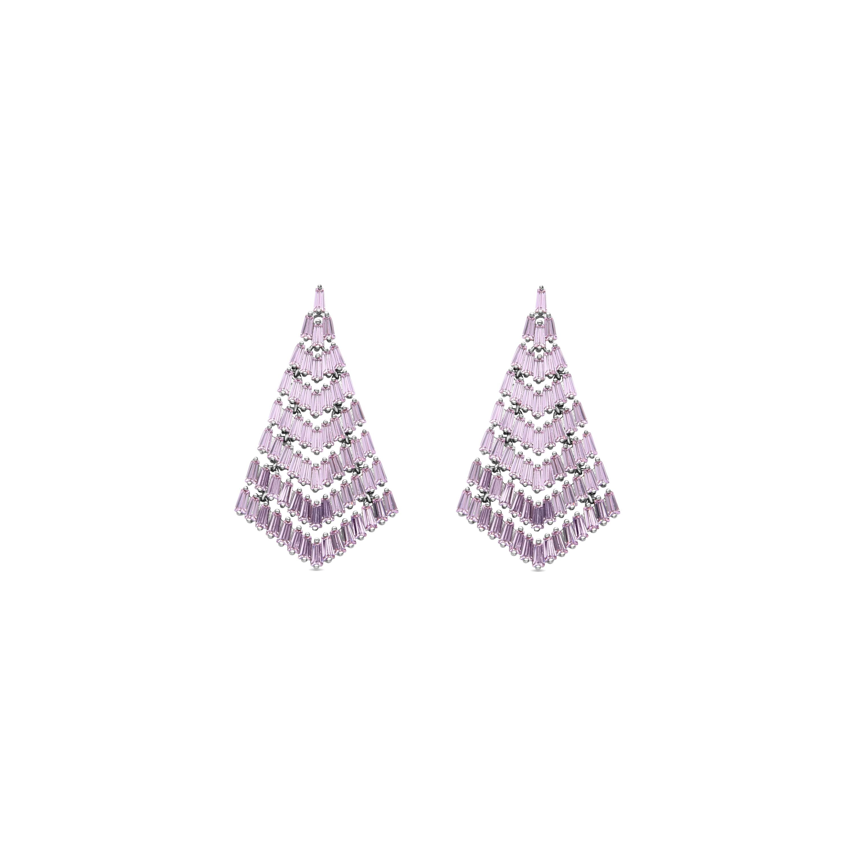 Pendientes de Cristal Morado acabados en oro rosa 18K - Kifu