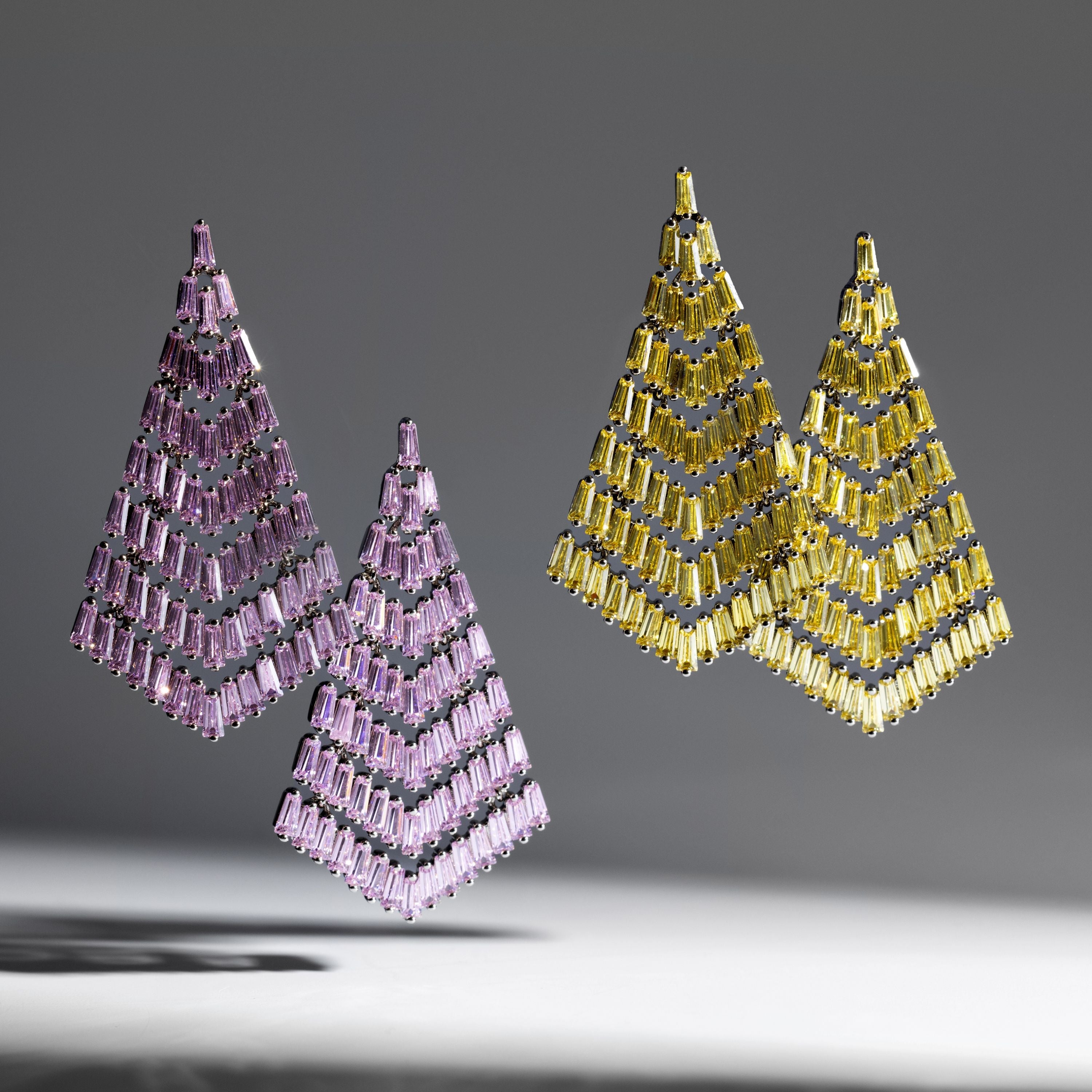 Pendientes de Cristal Morado acabados en oro rosa 18K - Kifu