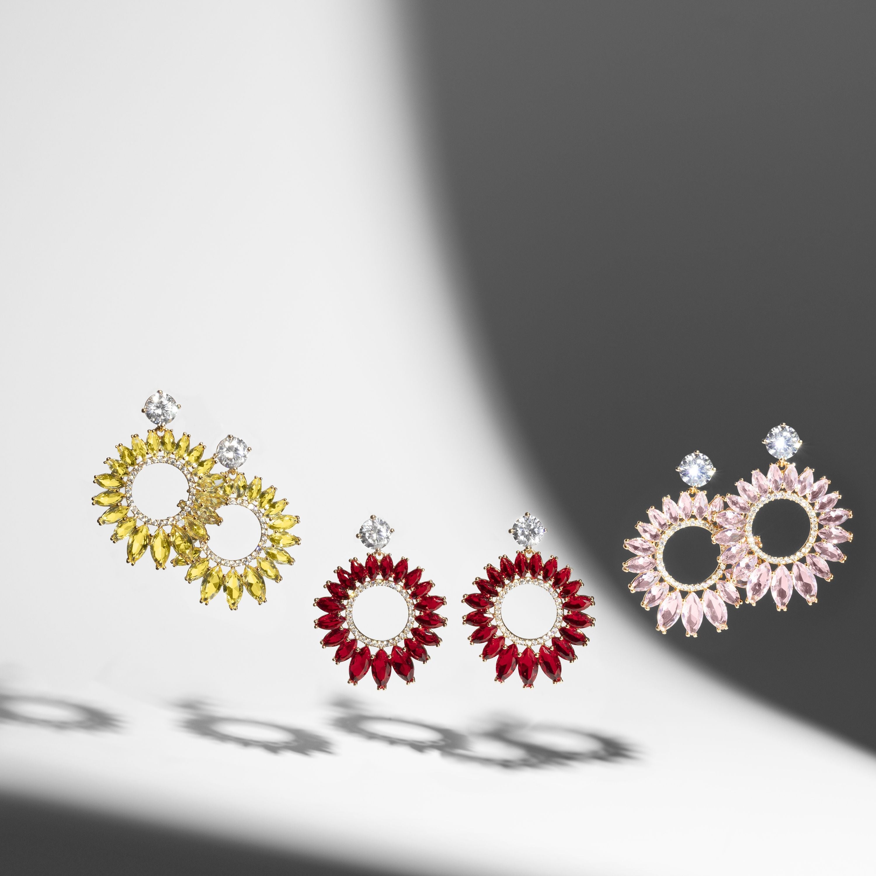 Pendientes de Cristal Rojo acabados en oro rosa 18K - Lelyl