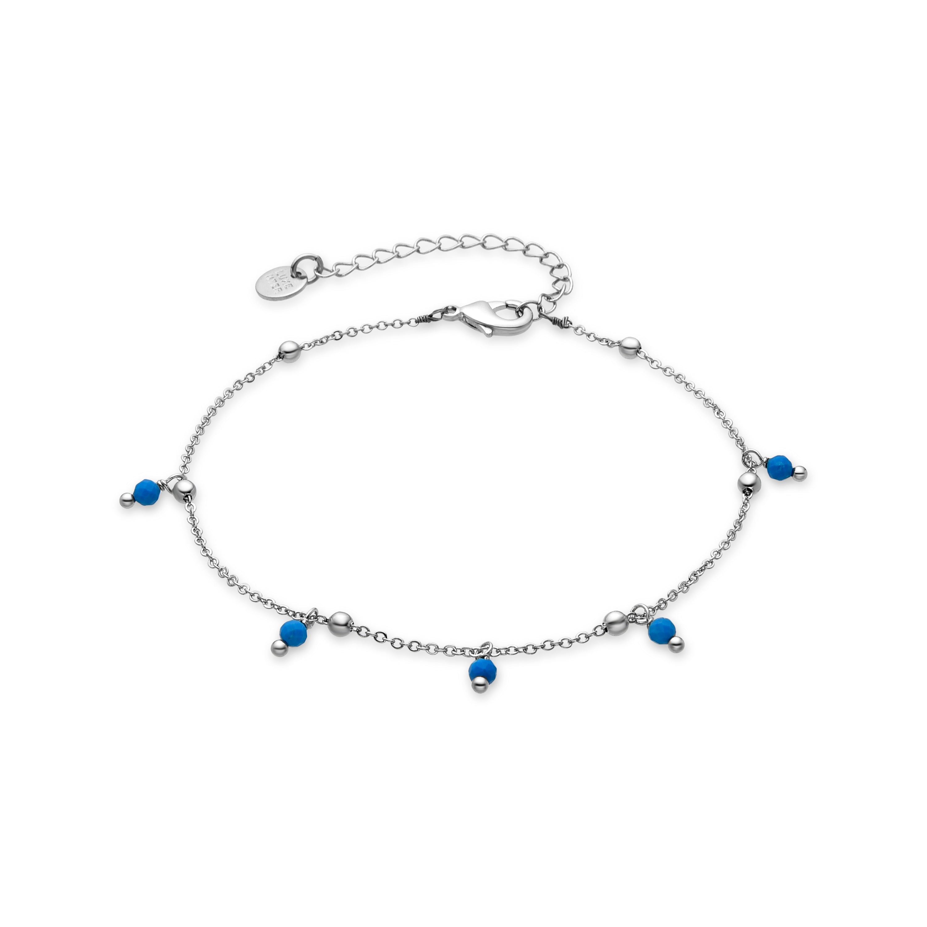 Pulsera con Cristal Azul acabado plata - Hualsa