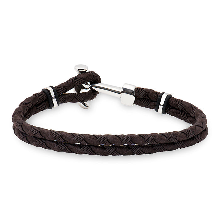 Pulsera de Algodon Negro acabada en rodio