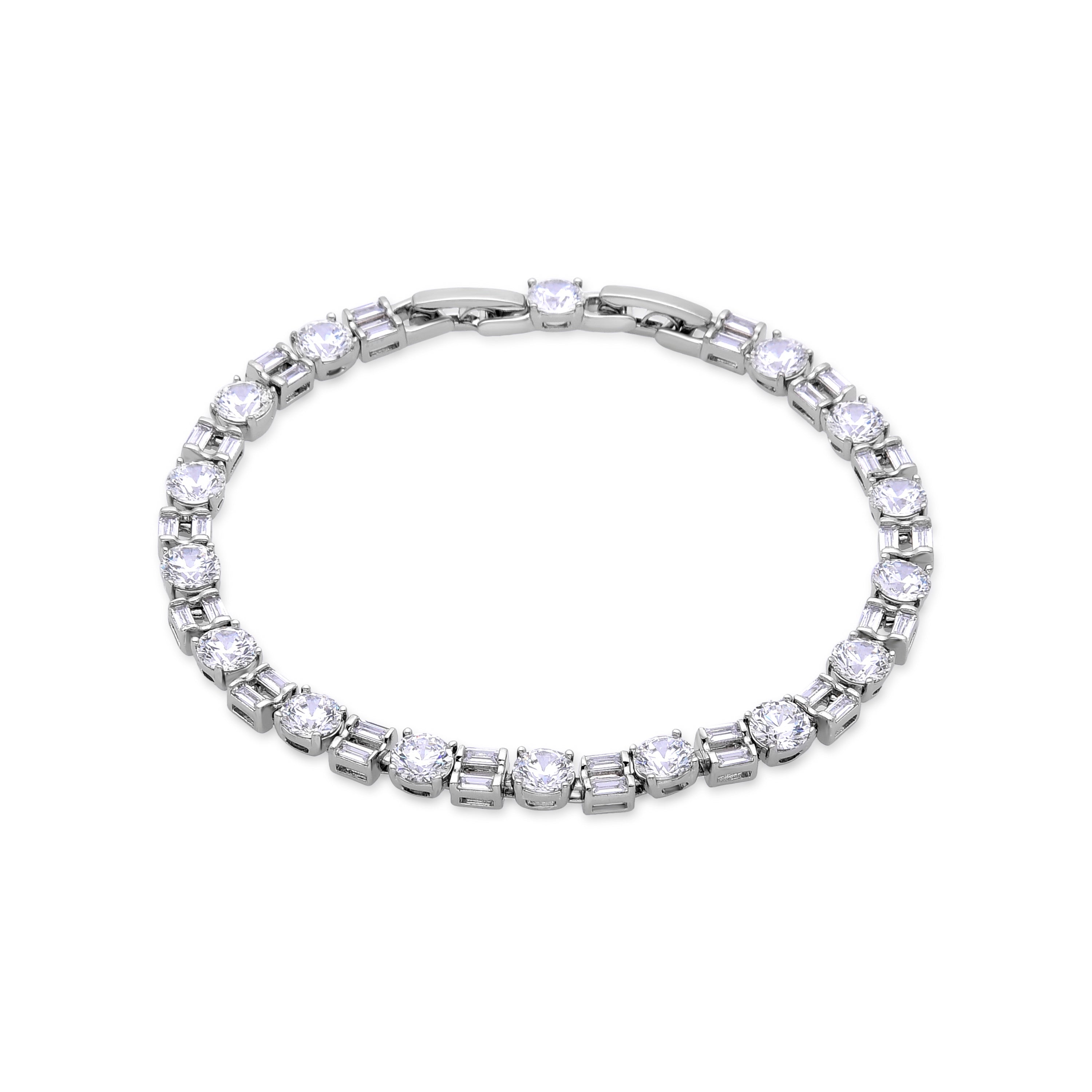 Pulsera con Circonita Brillante acabada en rodio - Uske