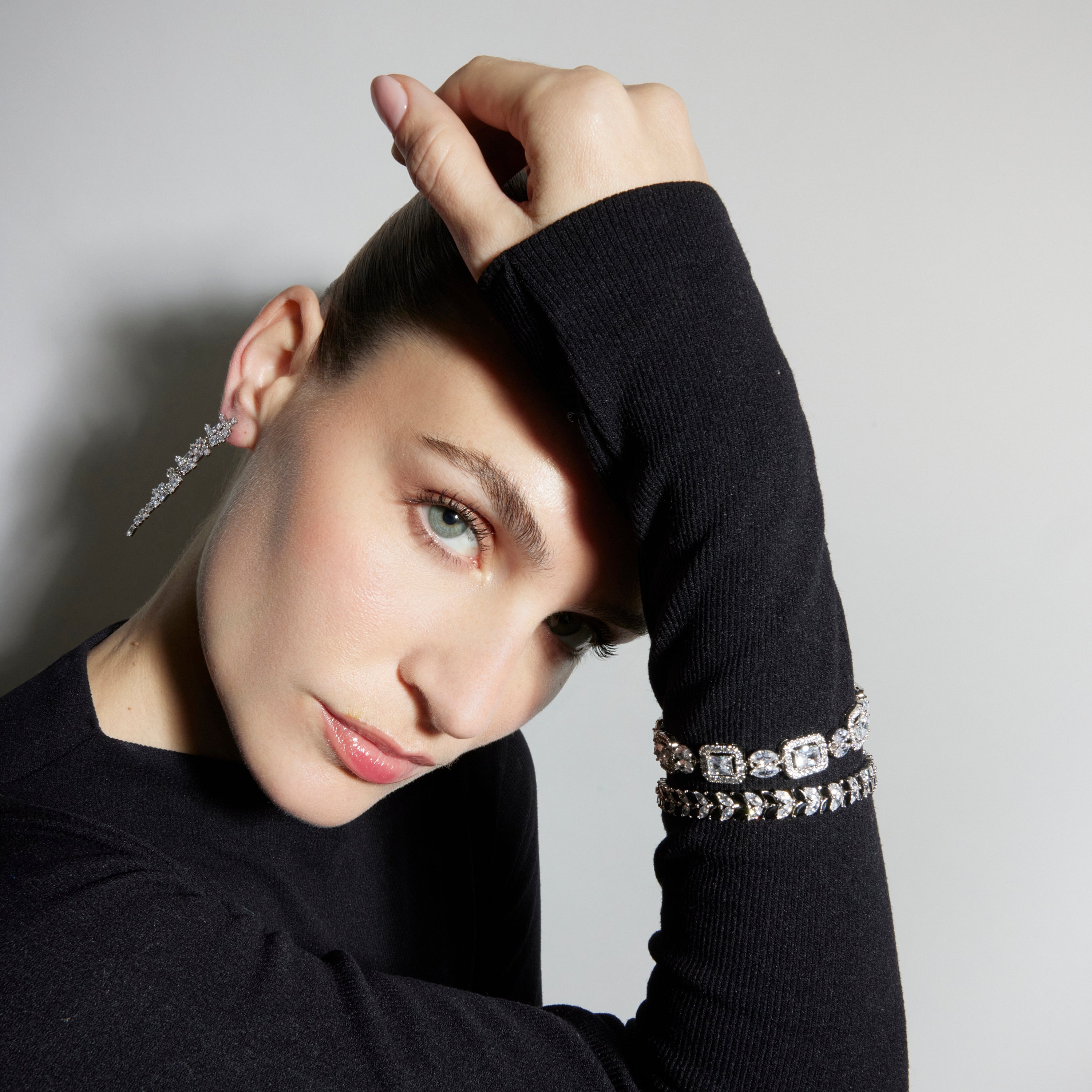 Bracelet avec Zircon Onyx finition argent - Mabela