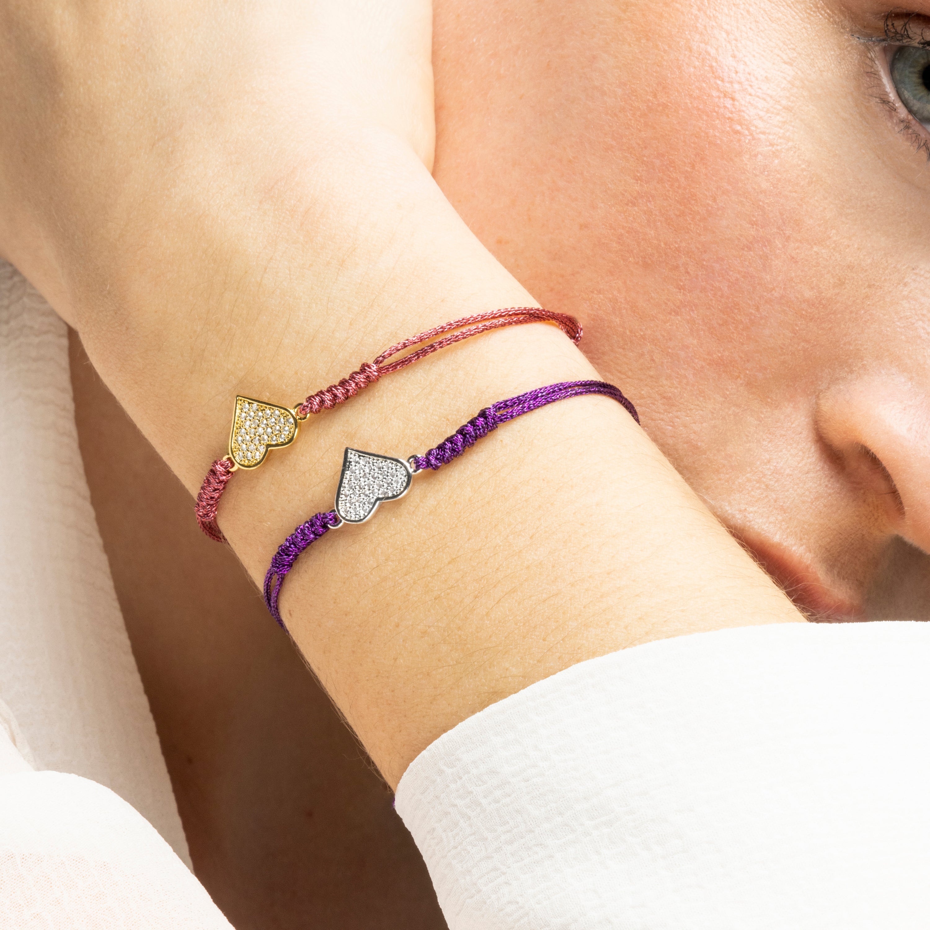 Zilveren armband met schitterende zirkonia - Hart