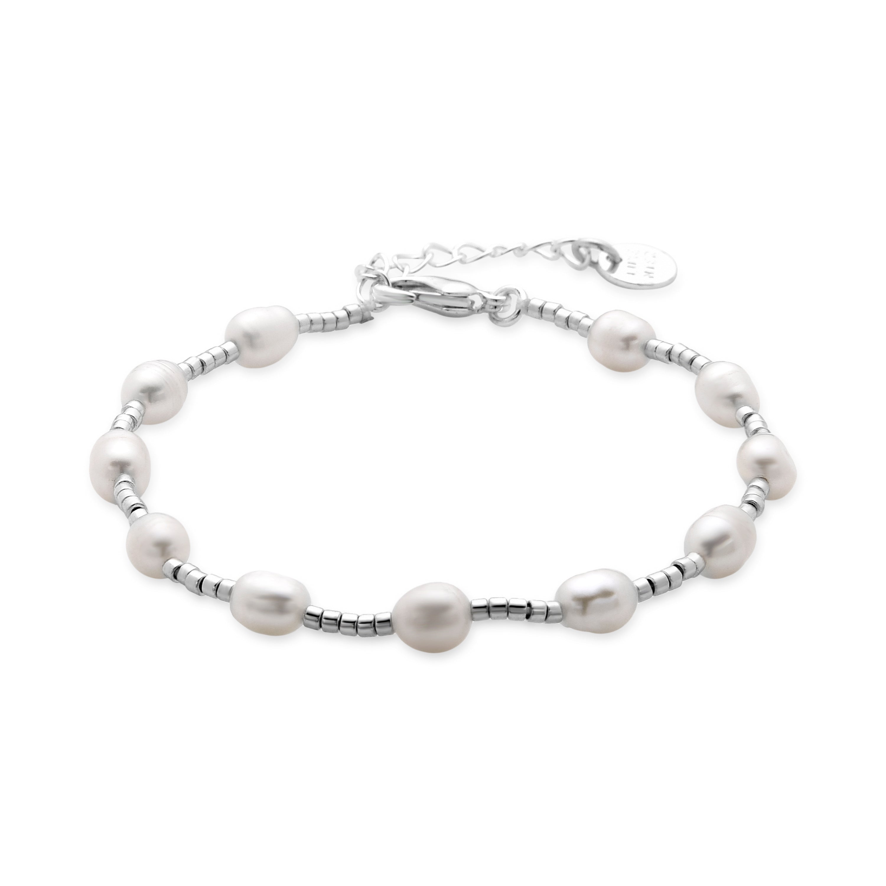 Bracciale in Perla Bianca finito in rodio - Tartys