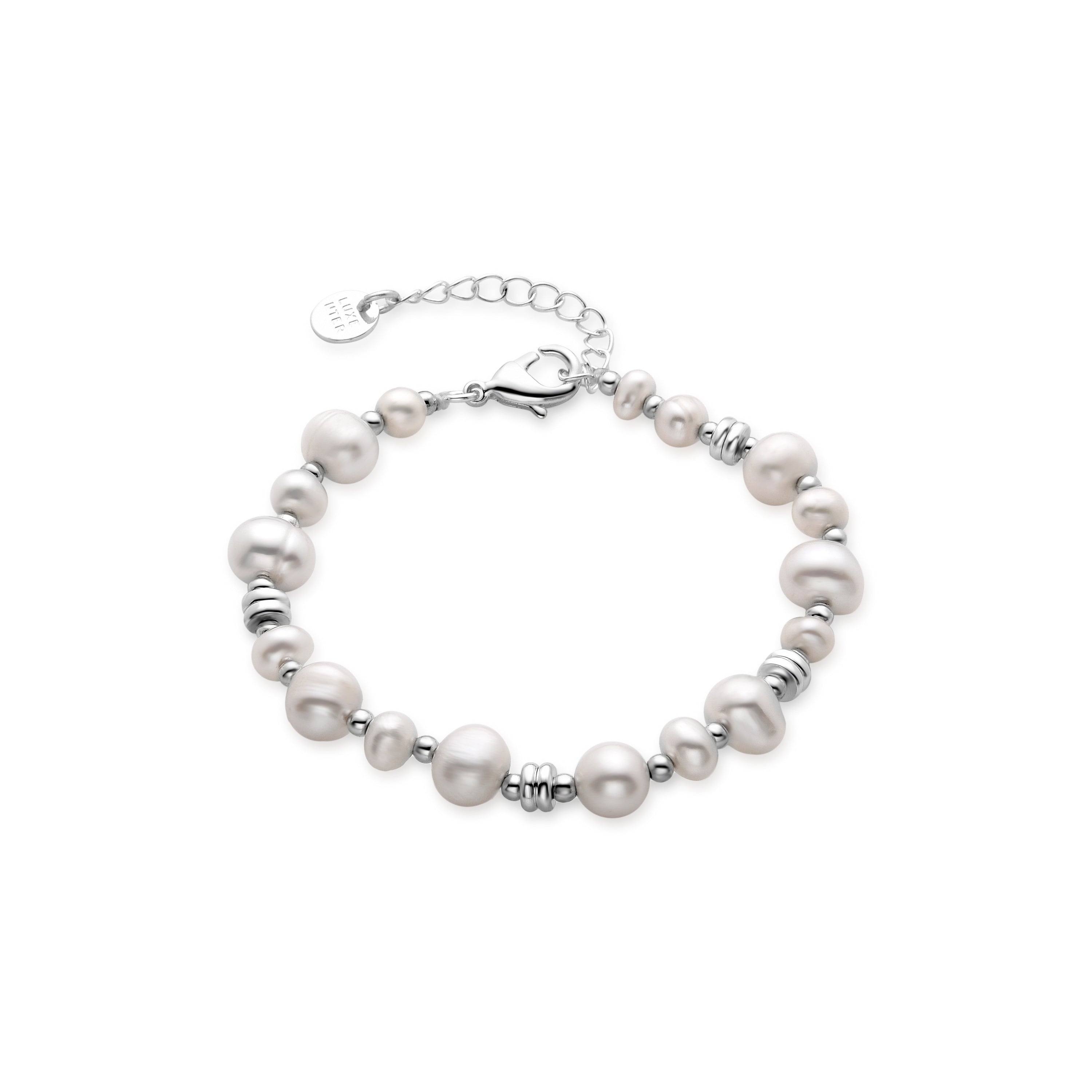 Bracciale in Perla Bianca finito in rodio - Gafyre