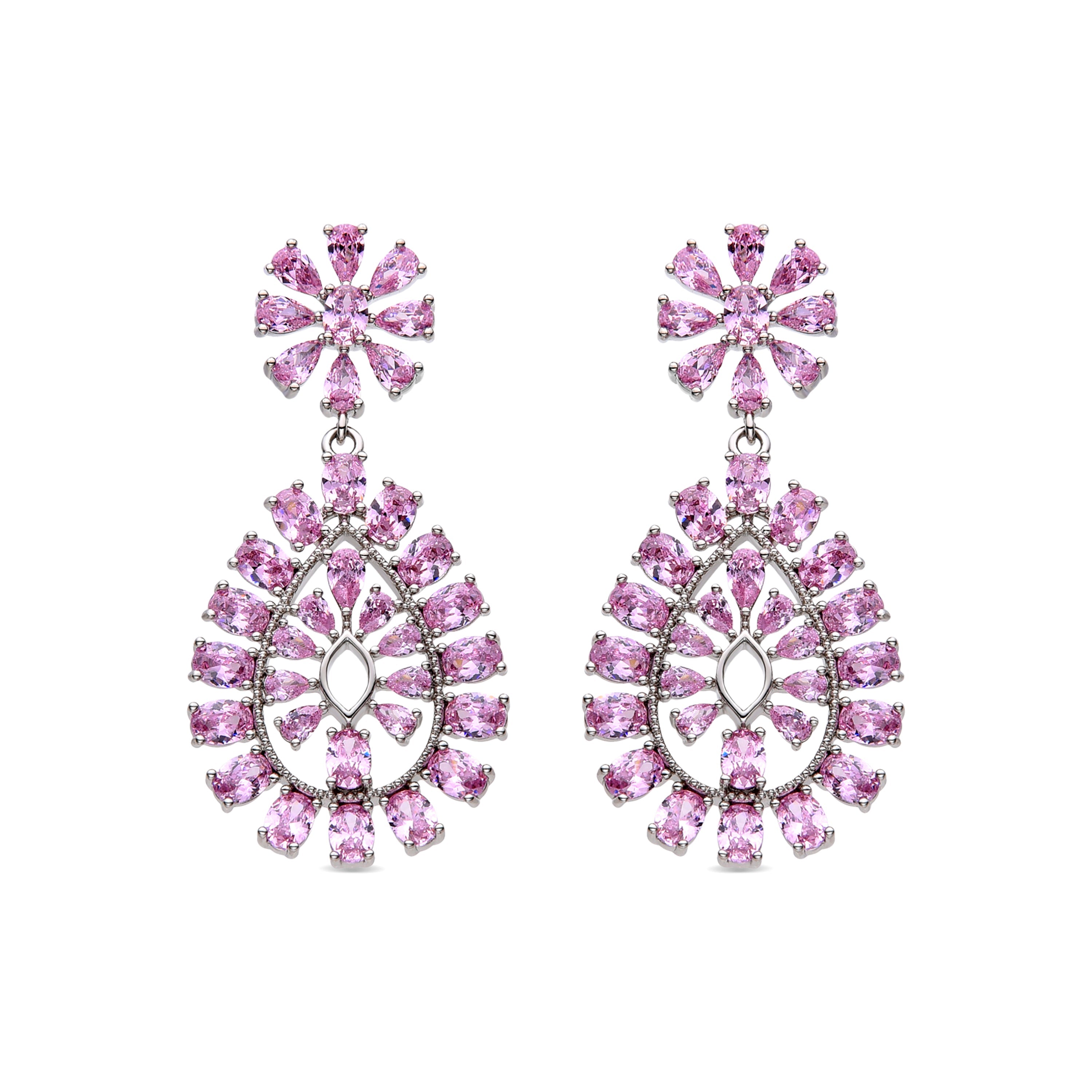 Pendientes de Circonita Rosa acabados en rodio - Sharam