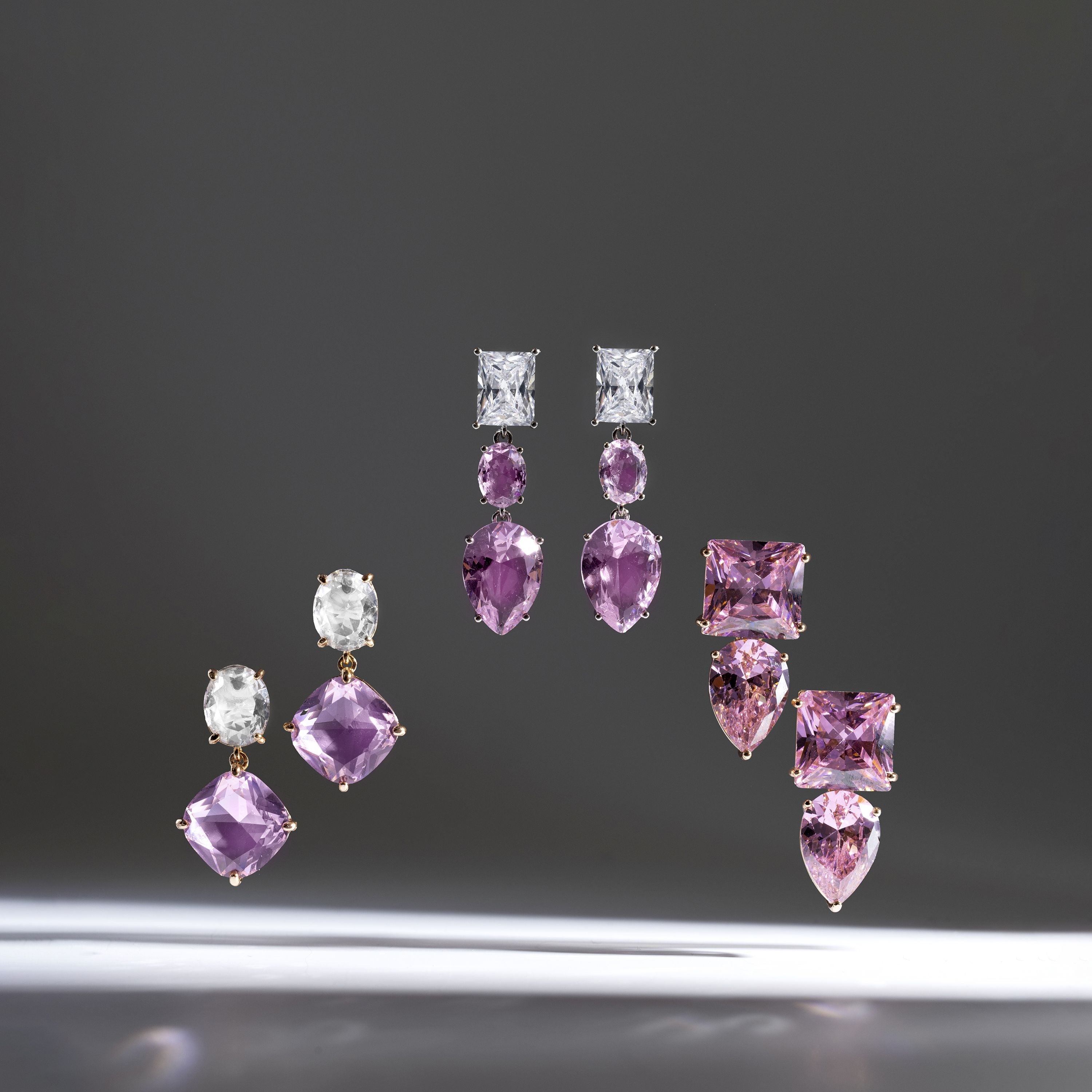 Pendientes de Cuarzo Hidrotermal Multicolor acabados en rodio - Manex