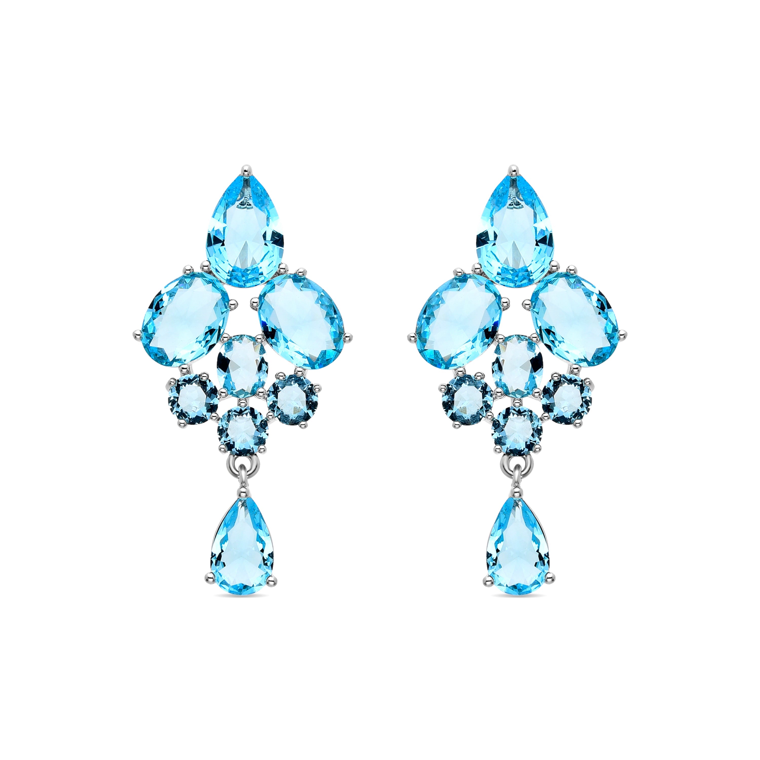 Pendientes con Circonita Multicolor acabados en rodio - Thily