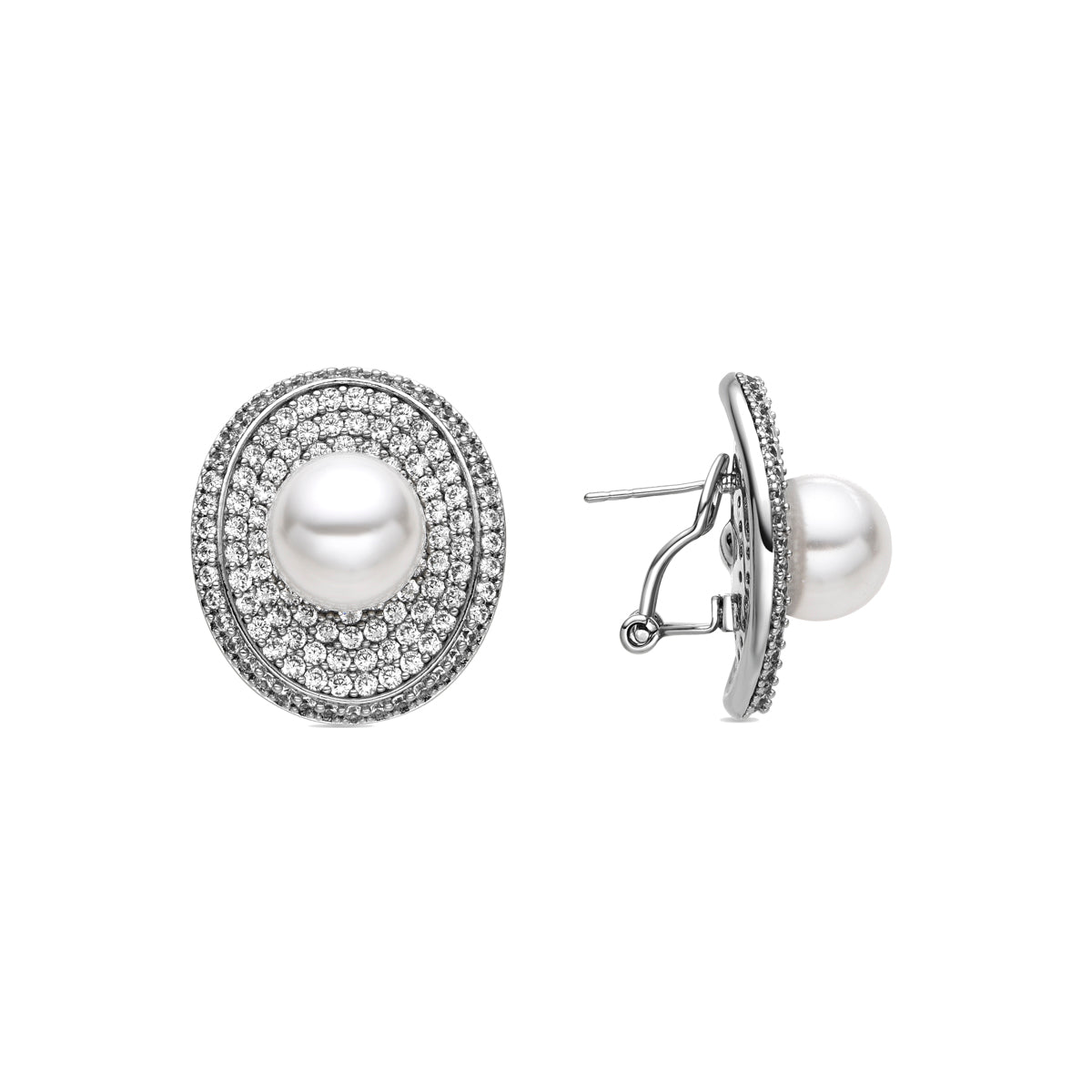 Pendientes con Perla Blanca acabado plata - Noros