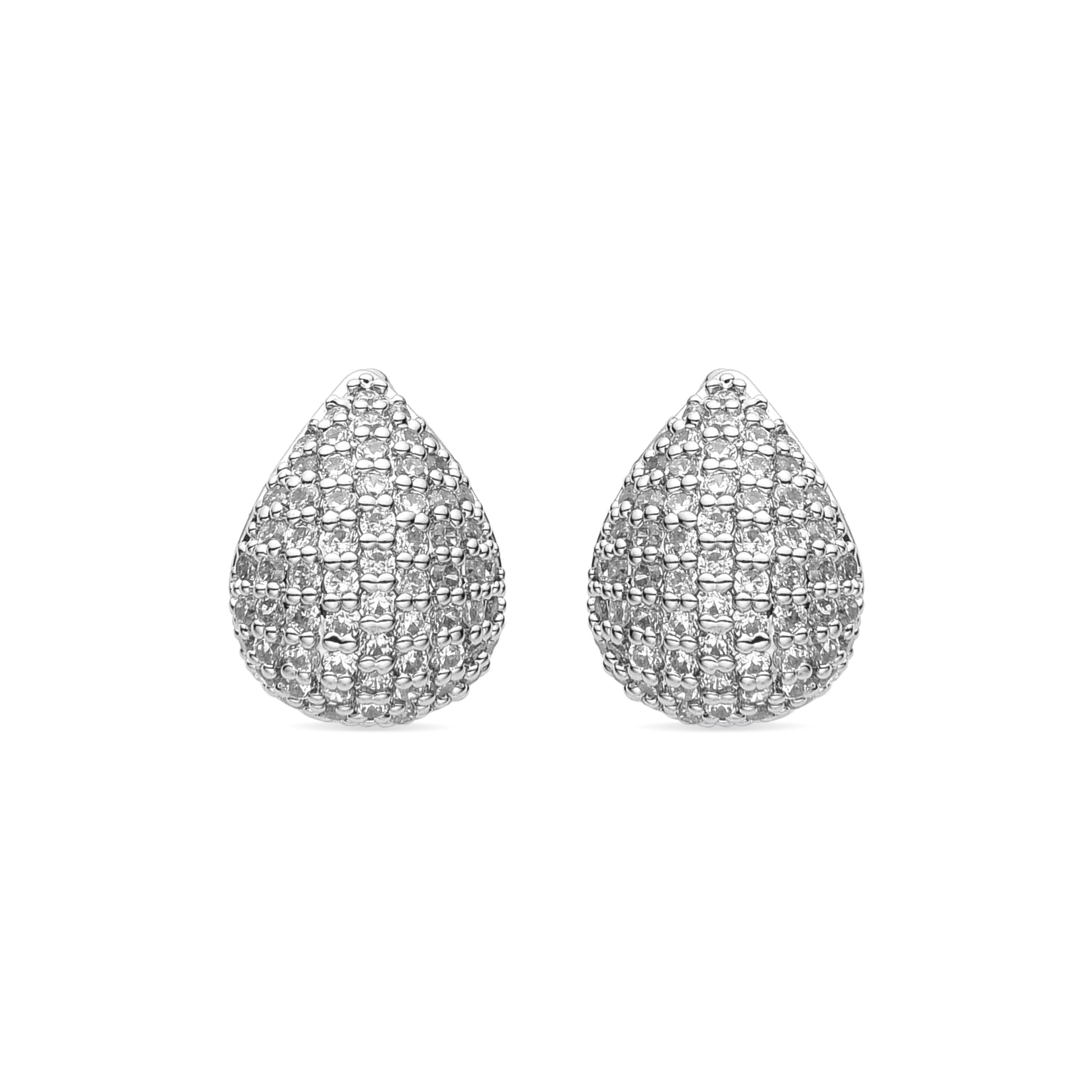 Boucles d'oreilles en zirconium brillant finies en rhodium - Erkat