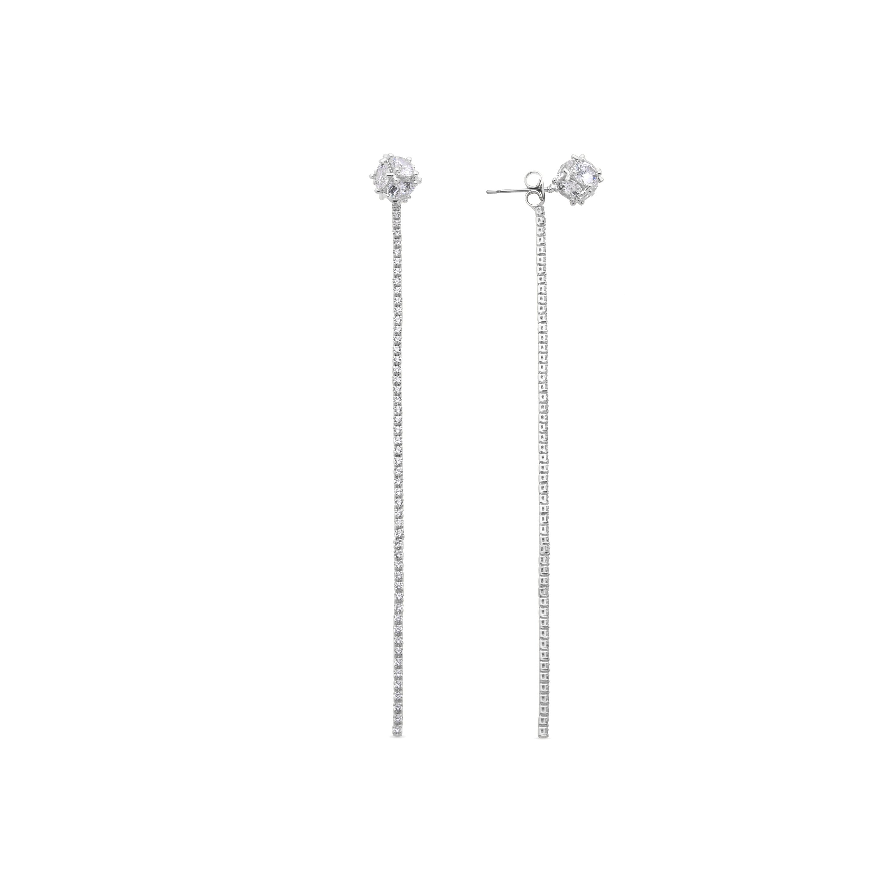 Boucles d'oreilles en zirconium brillant finies en rhodium - Kyur