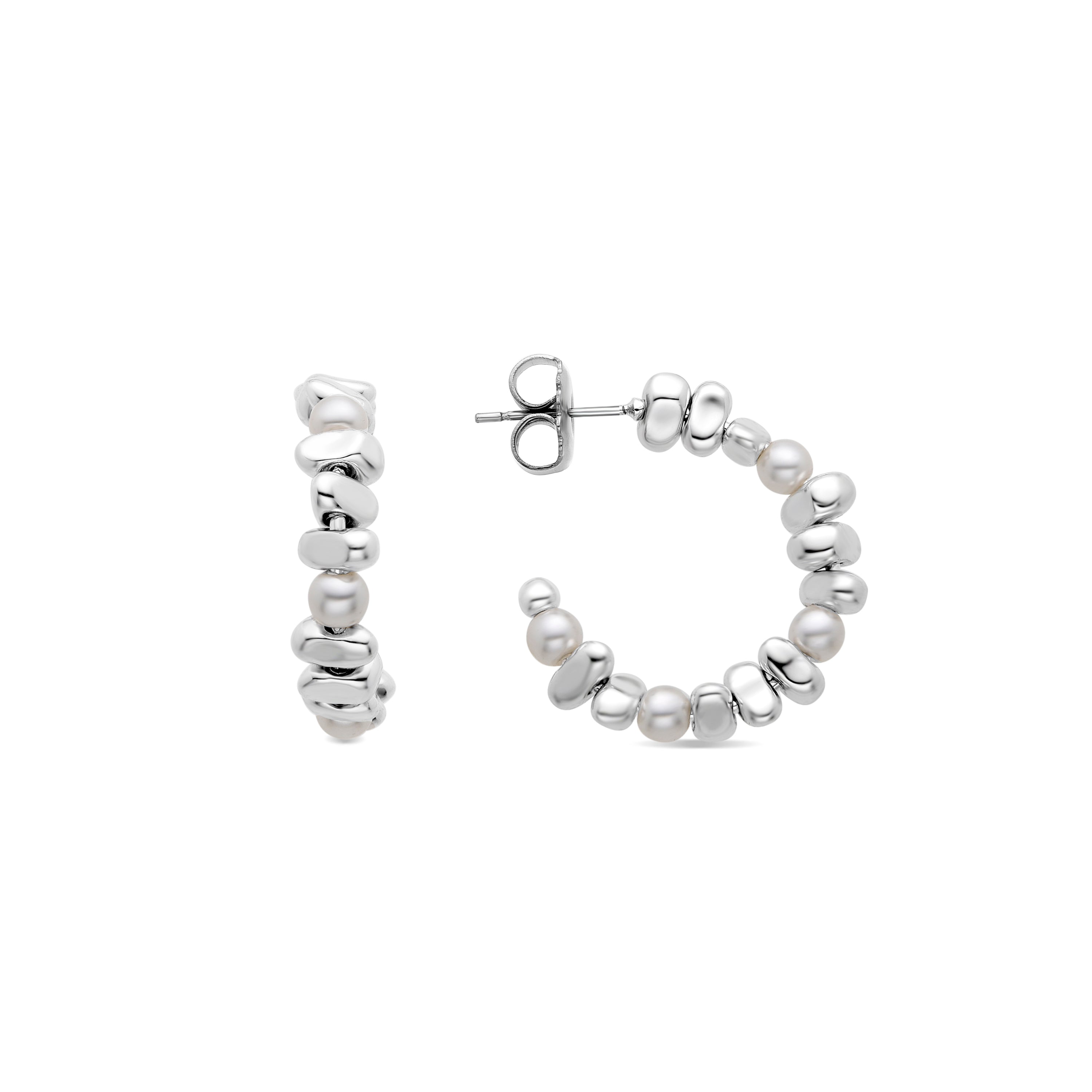 Pendientes con Perla Blanca acabados en rodio - Dimo