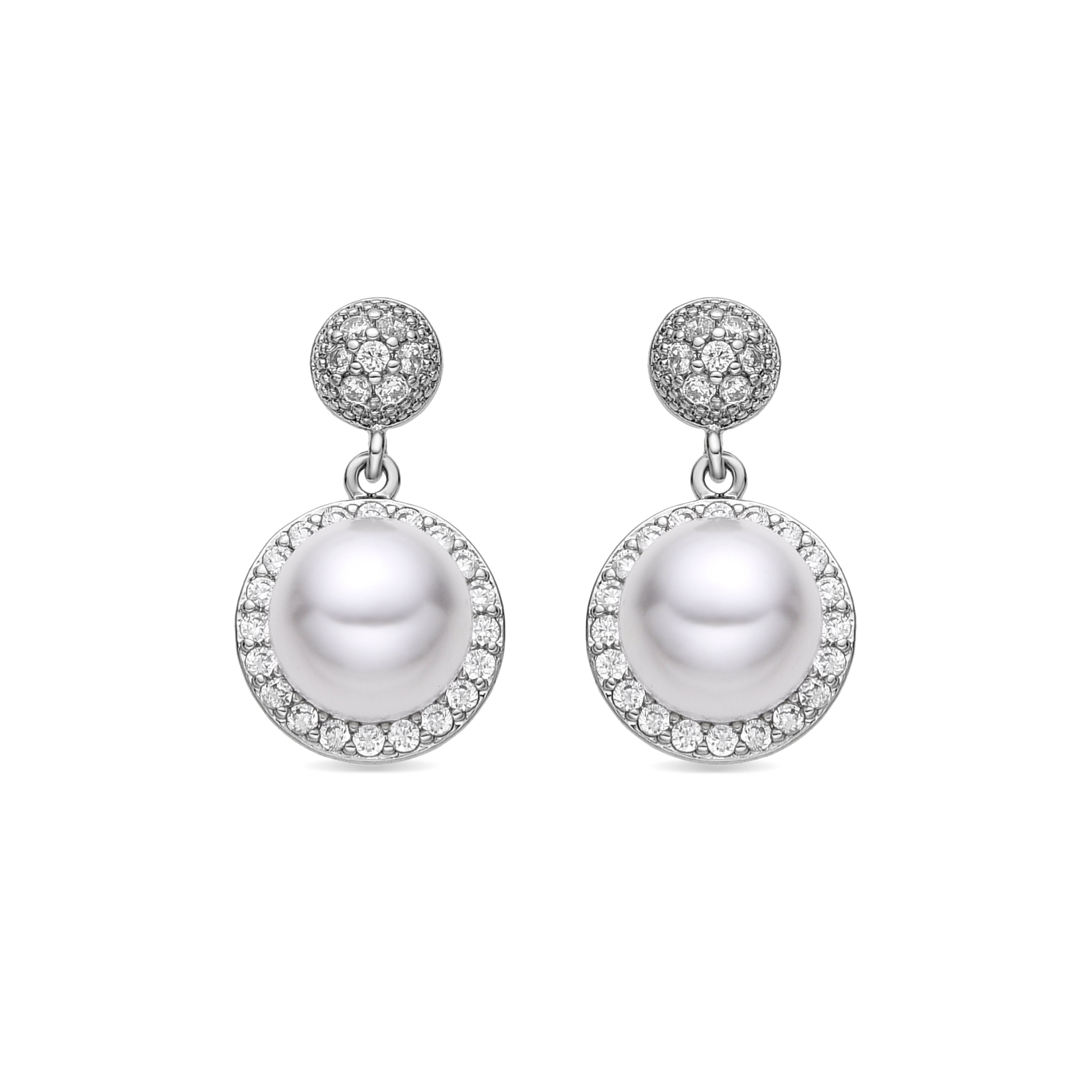 Pendientes con Perla Blanca acabado plata - Saali
