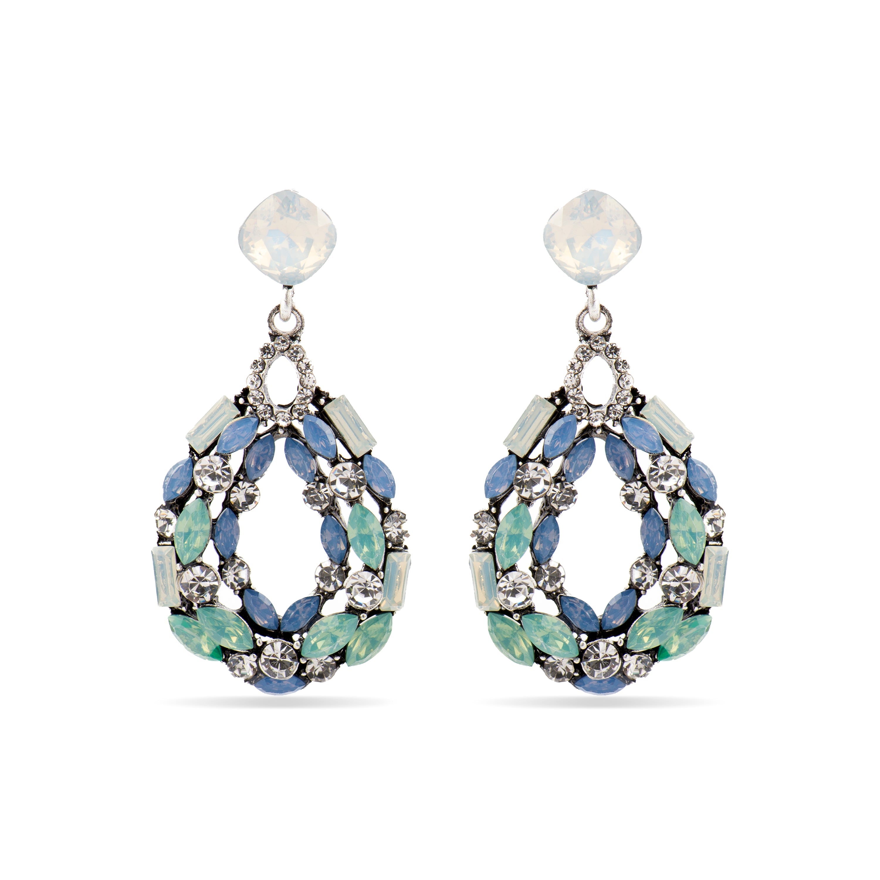 Pendientes con Cristal Multicolor acabado plata - Liodas