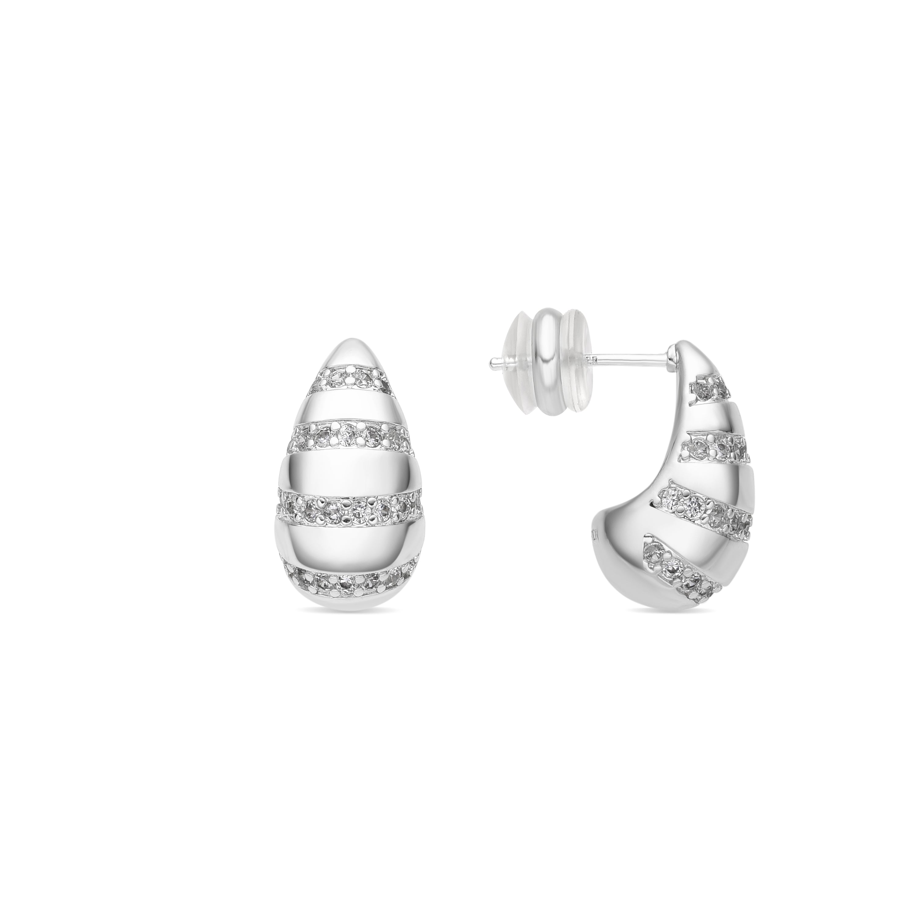 Pendientes acabado plata y Circonita Brillante - Imaspa