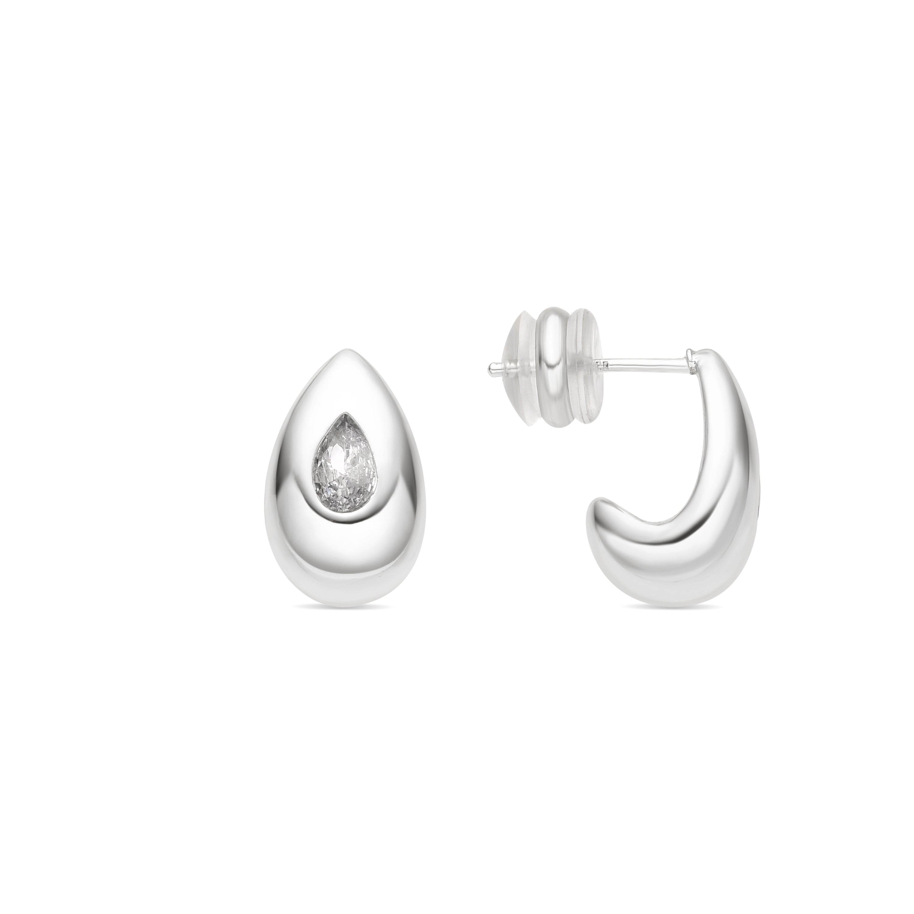 Pendientes acabado plata y Circonita Brillante - Garai