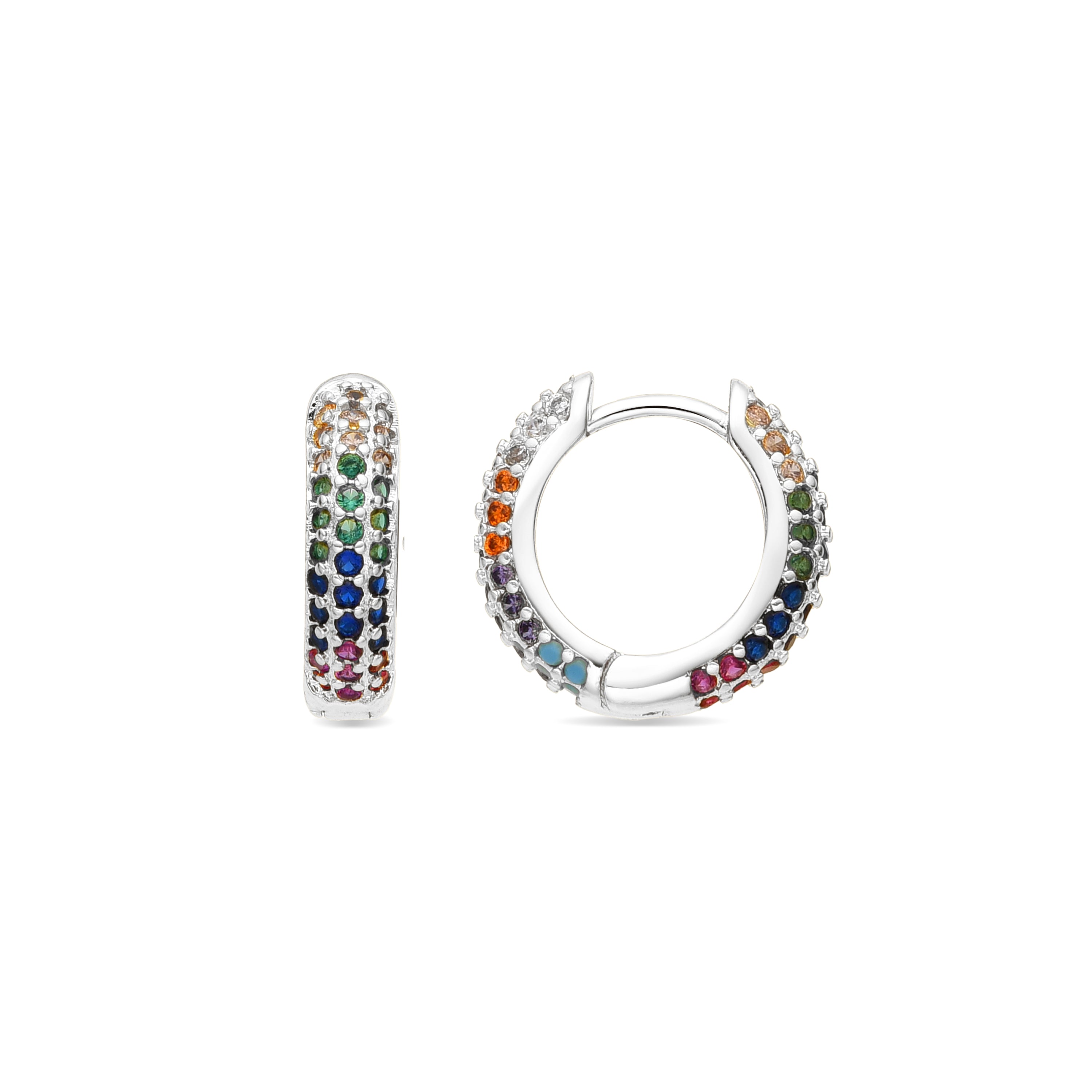 Pendientes acabado plata y Circonita Multicolor - Lesrat