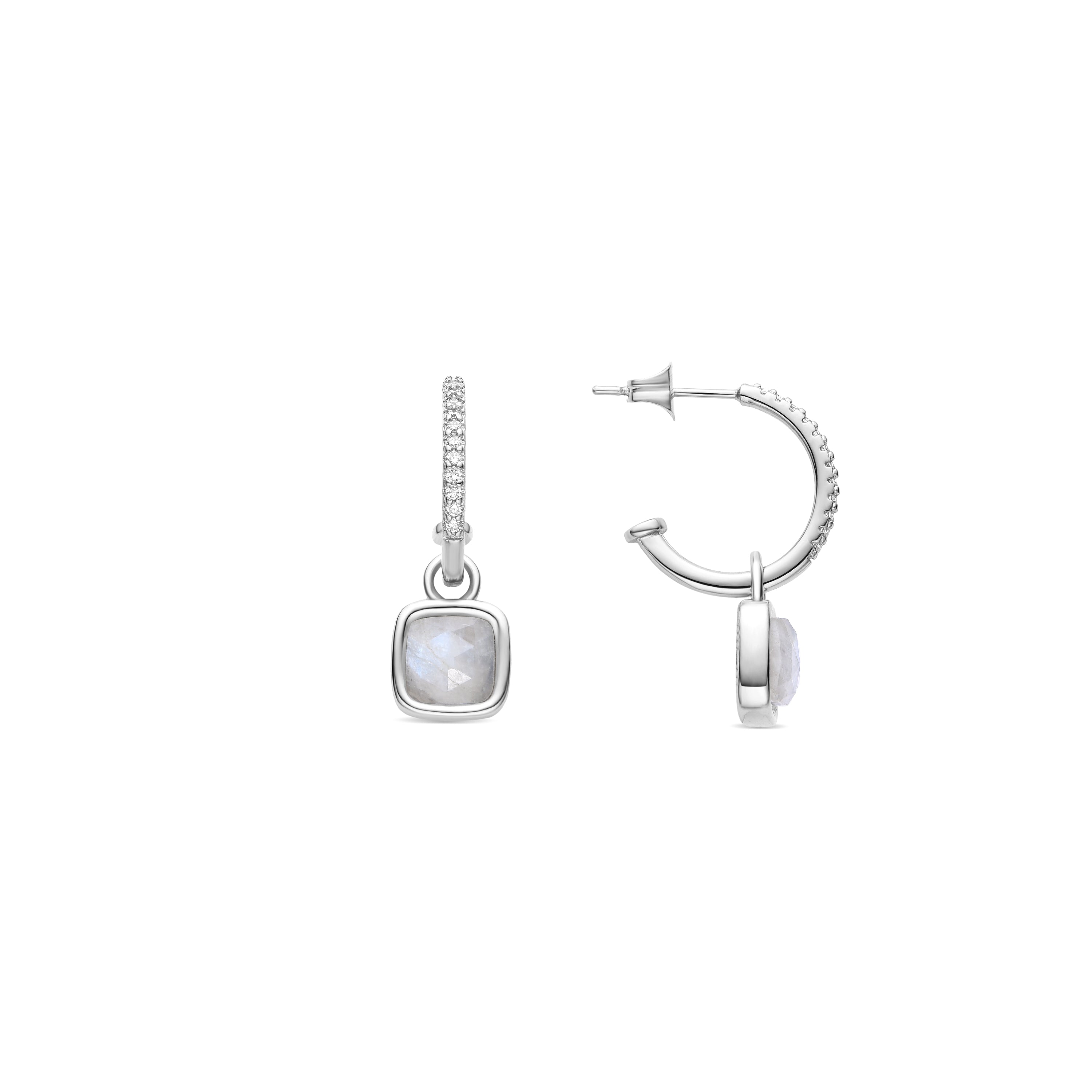 Pendientes de Cristal Blanco acabados en rodio - Khan