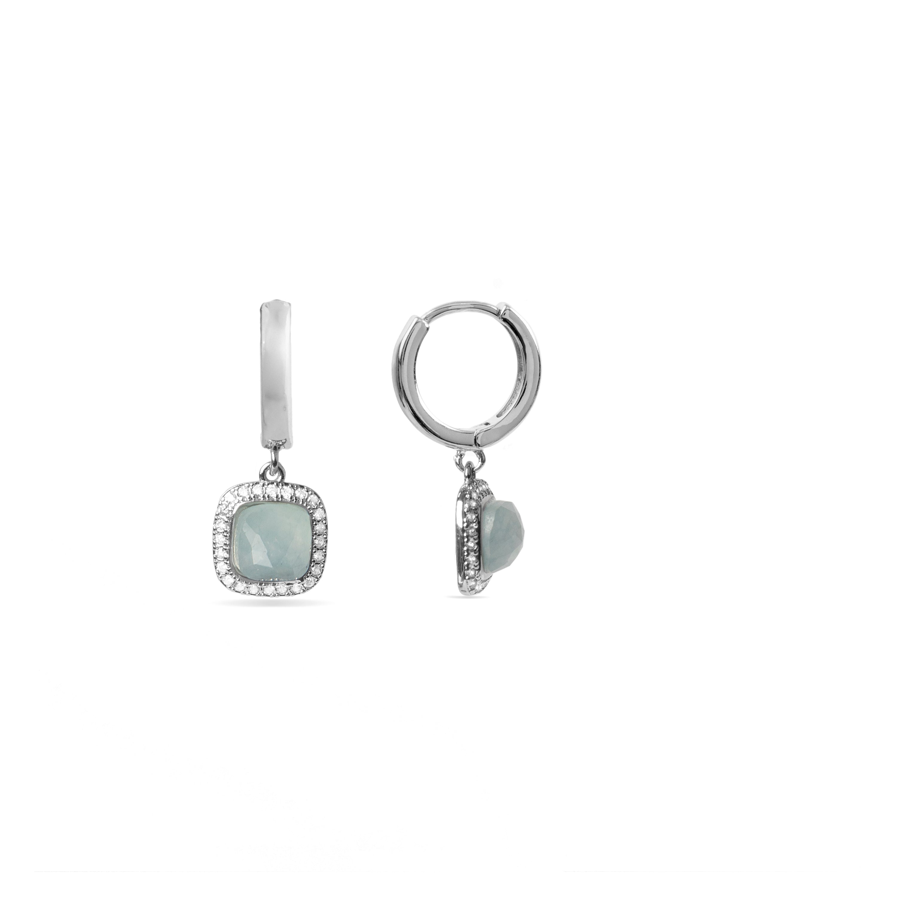 Pendientes con Cristal Azul acabados en rodio - Liw
