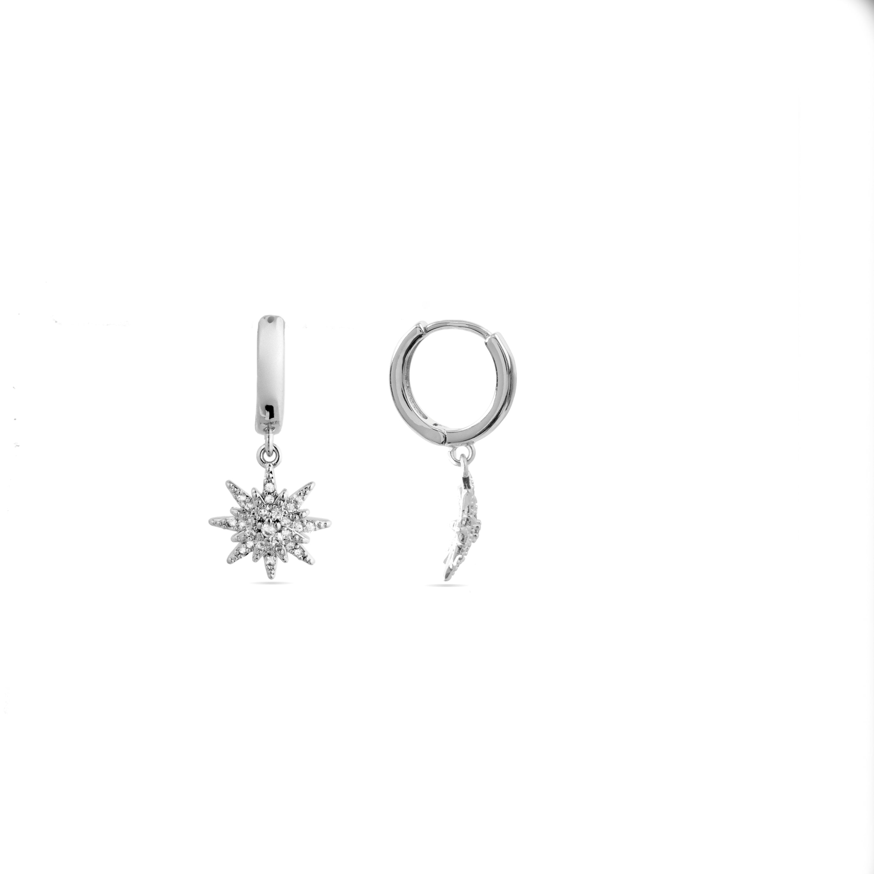 Pendientes de Circonita Brillante acabados en rodio - Tysco