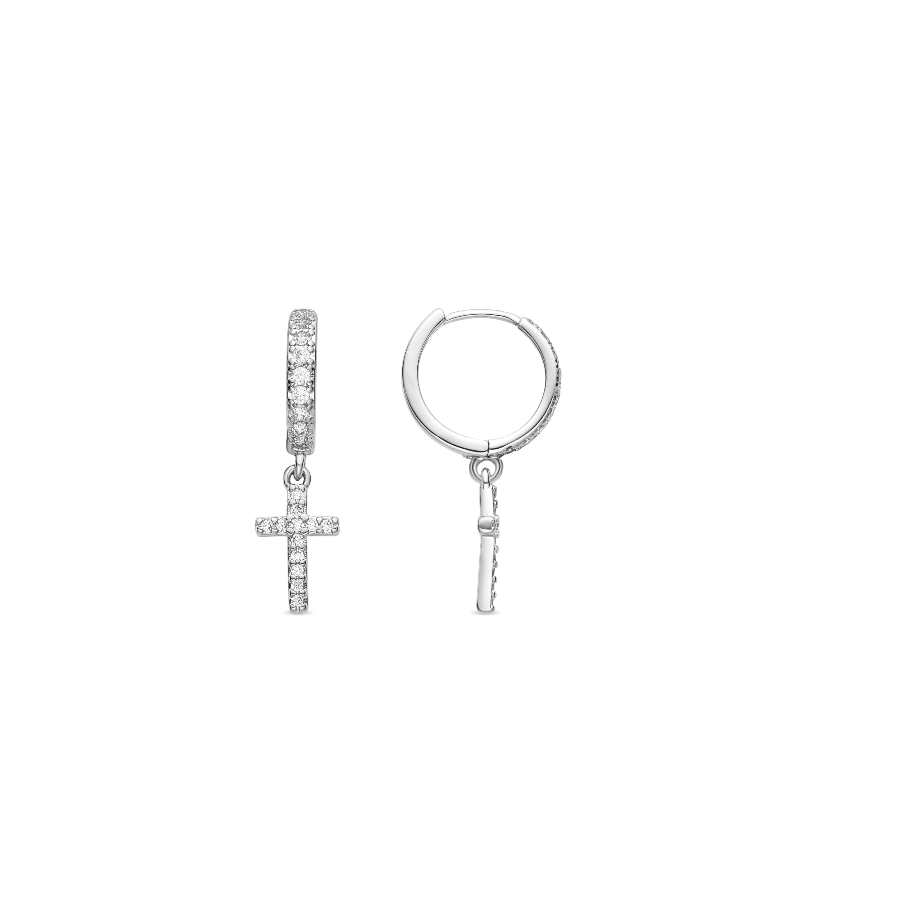 Pendientes con Circonita Brillante acabado plata - Zemu