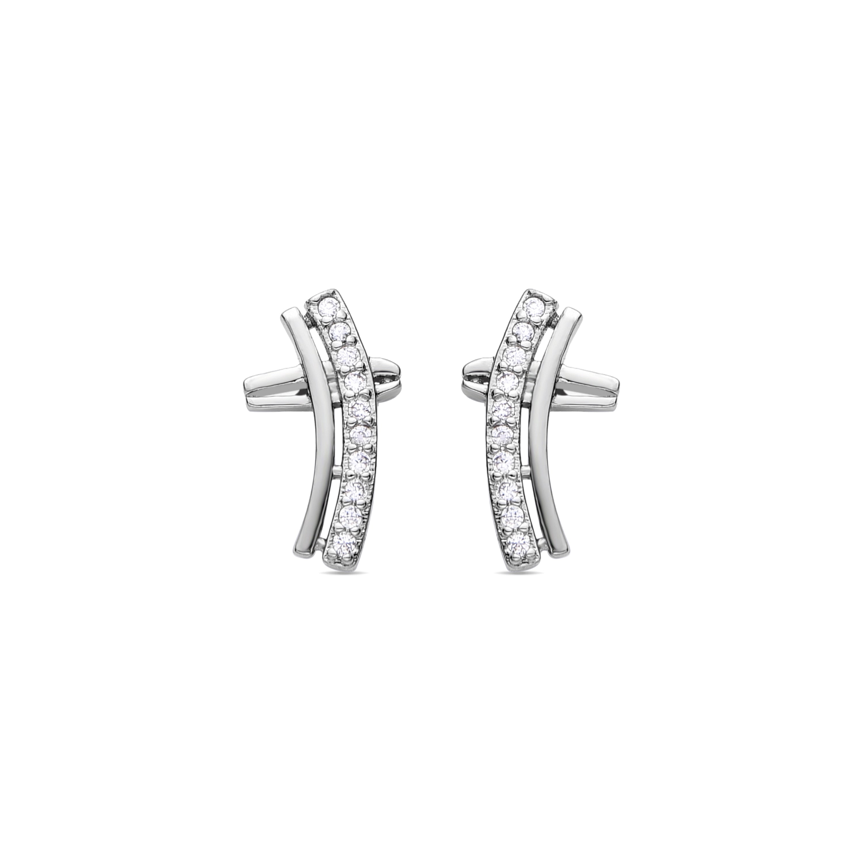 Pendientes de Circonita Brillante acabados en rodio - Inkap