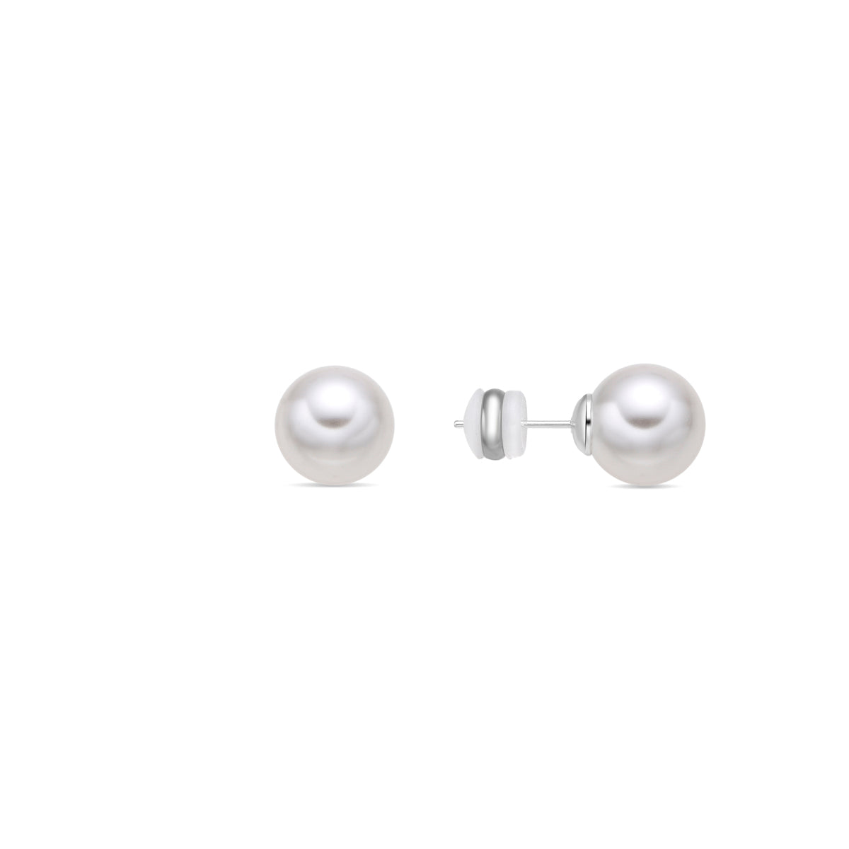 Pendientes con Perla Blanca acabado plata - Wasai