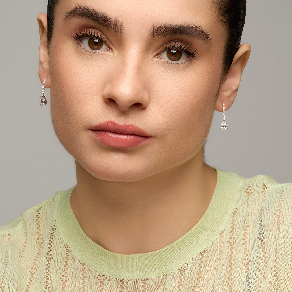 Pendientes con Circonita Brillante acabado plata - Nusxus