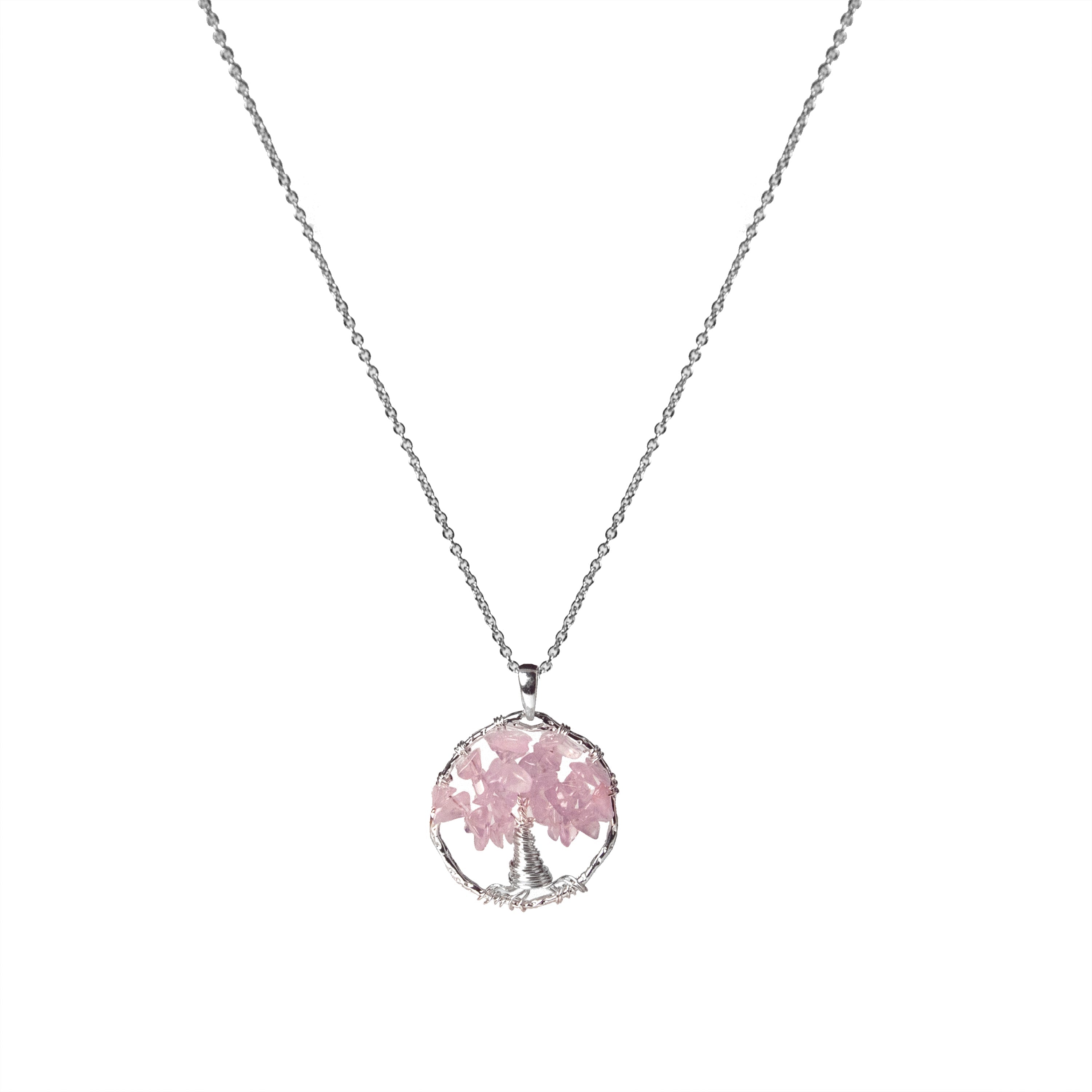 Collar de Cuarzo Rosa acabado en rodio - Budleia