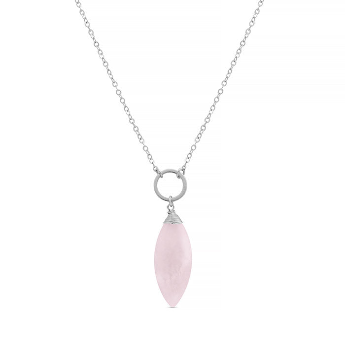 Collar de Cuarzo Rosa acabado en rodio - Ayom