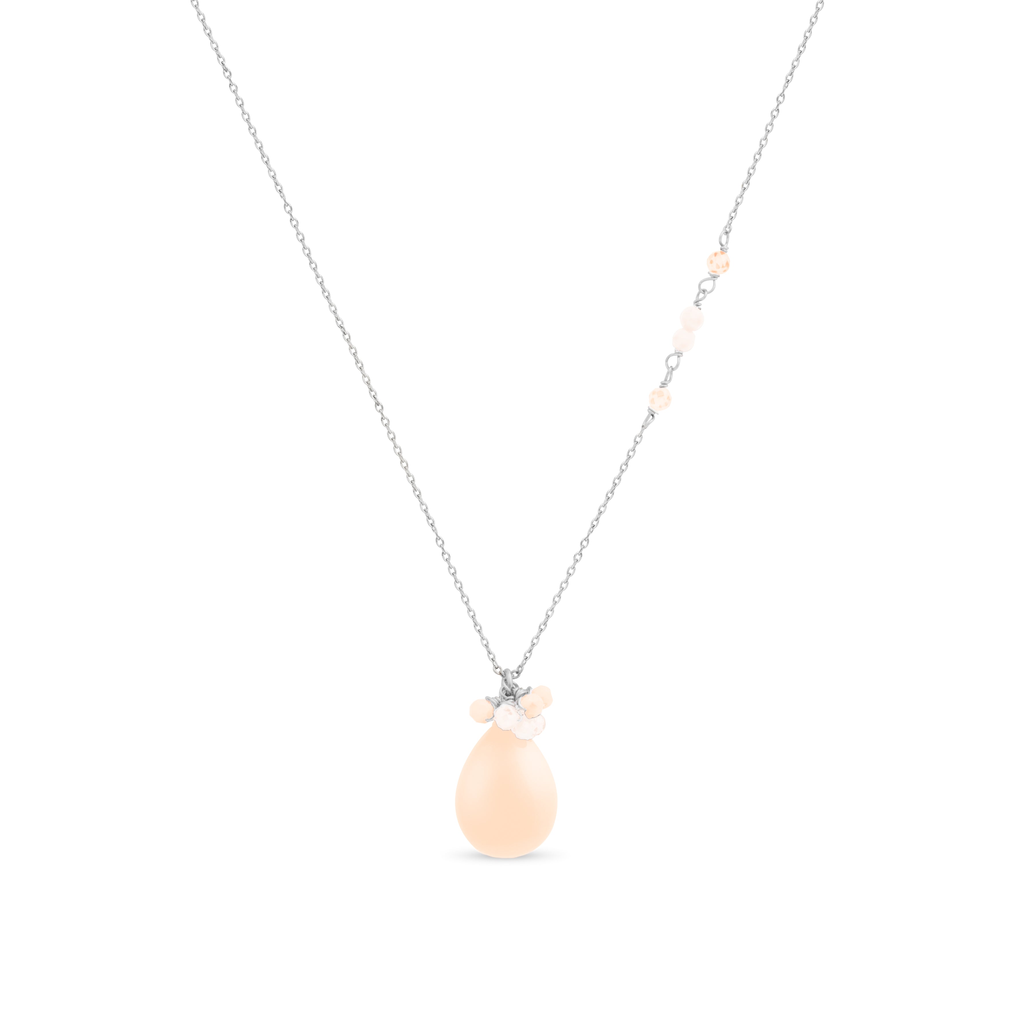 Collar de Agata Naranja acabado en rodio - Adak