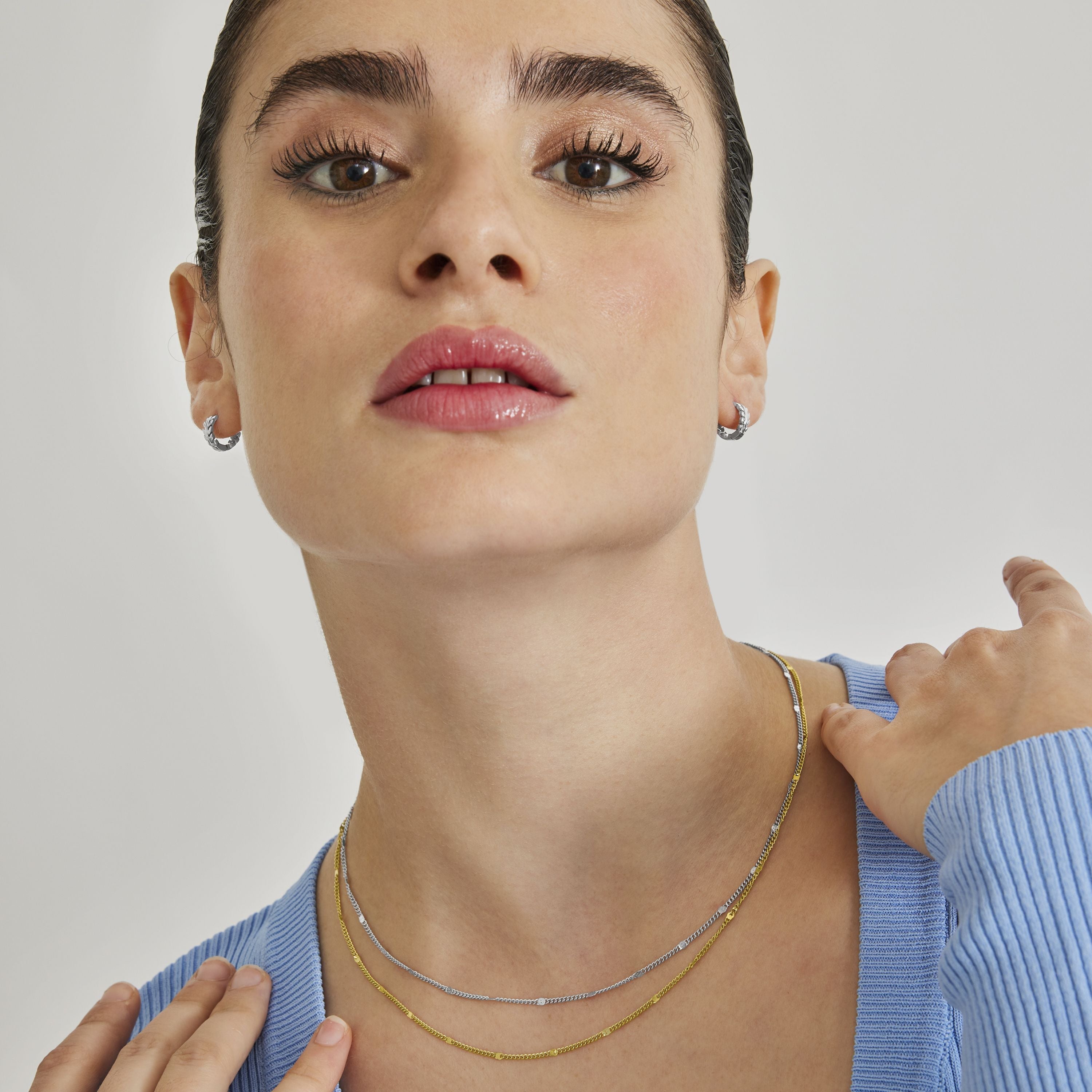 Rhodium-finished collar - Ejae
