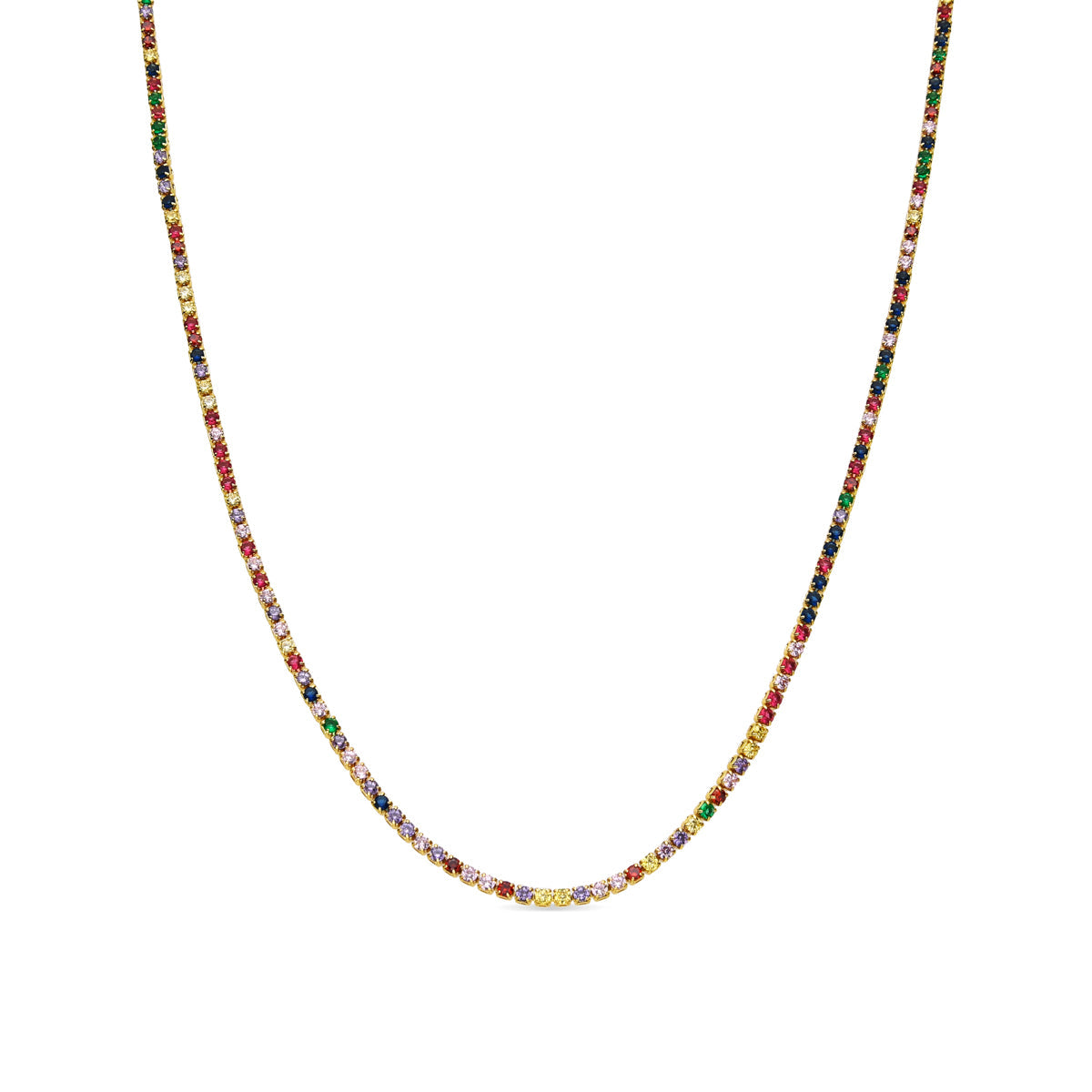 Collier avec zircon multicolore finition argent - Serly