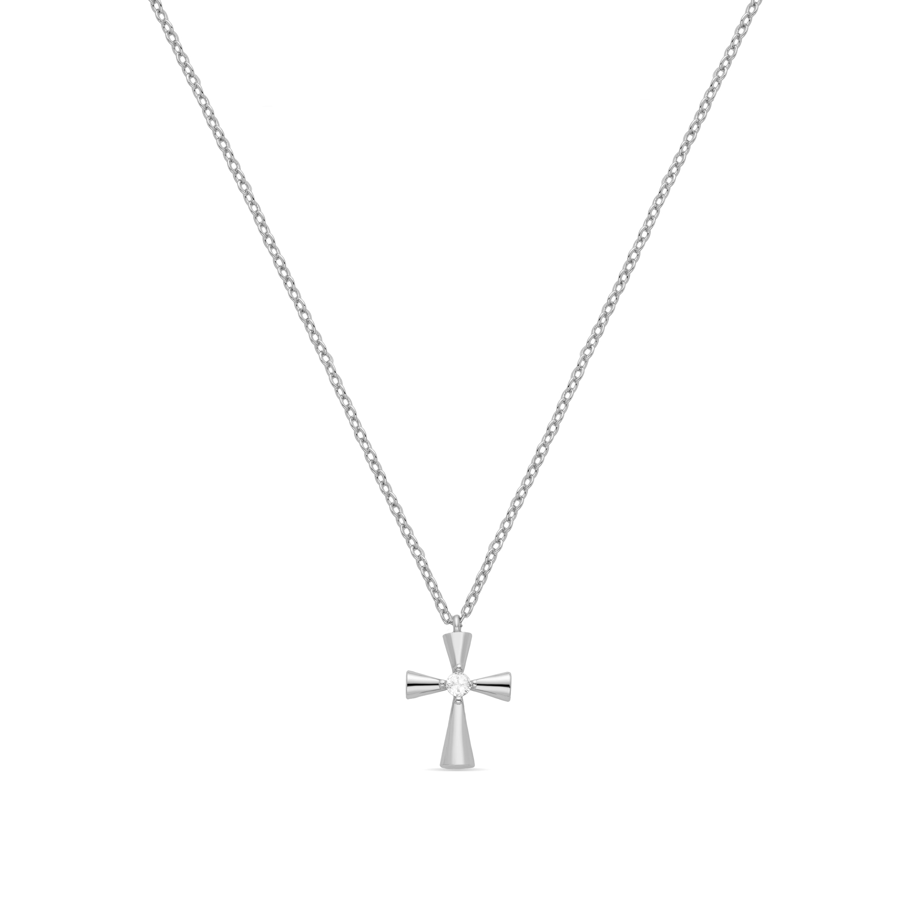 Ketting van schitterende zirkonia met rhodiumafwerking - Adxi