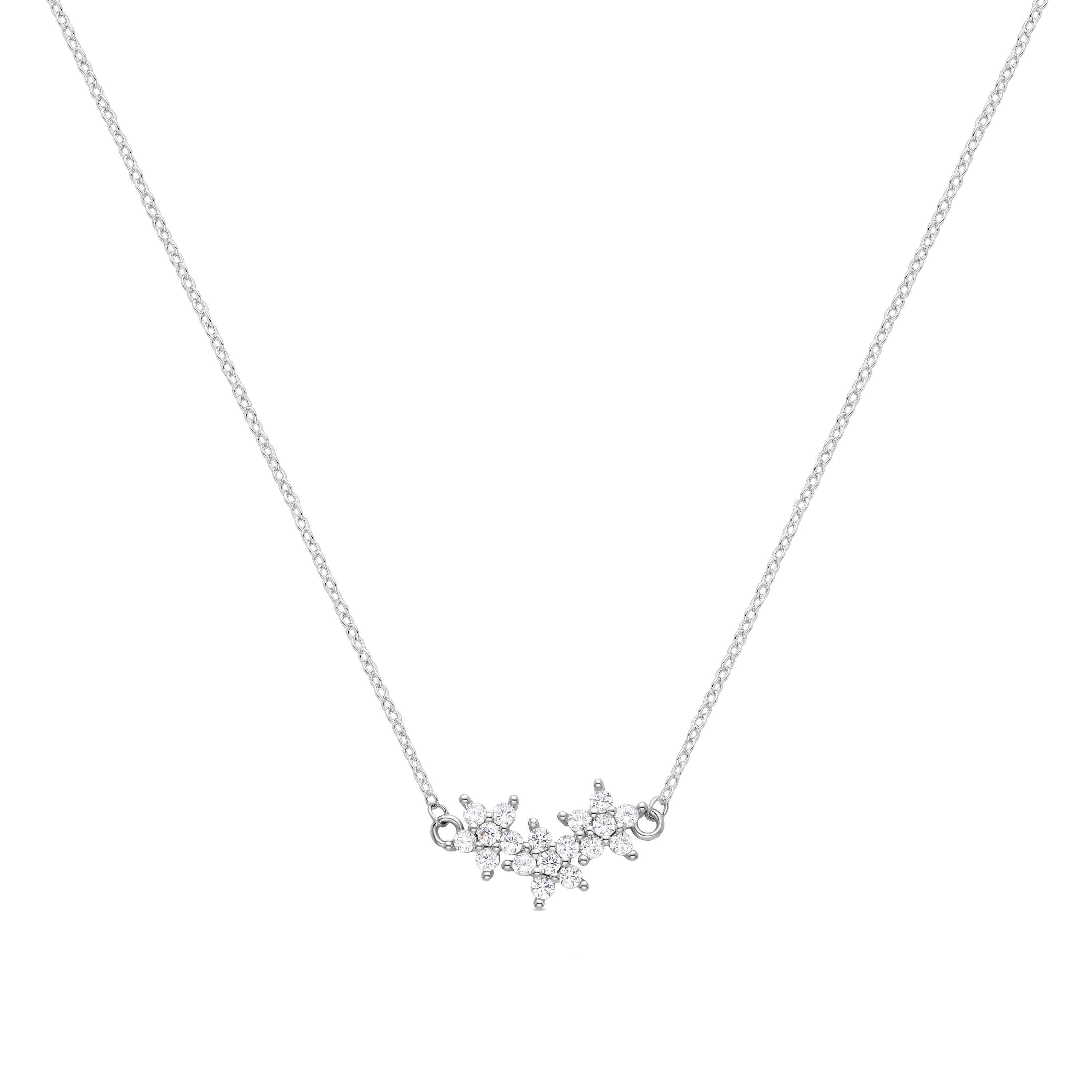 Kraag van schitterende zirkonia afgewerkt in rhodium - Zaagu