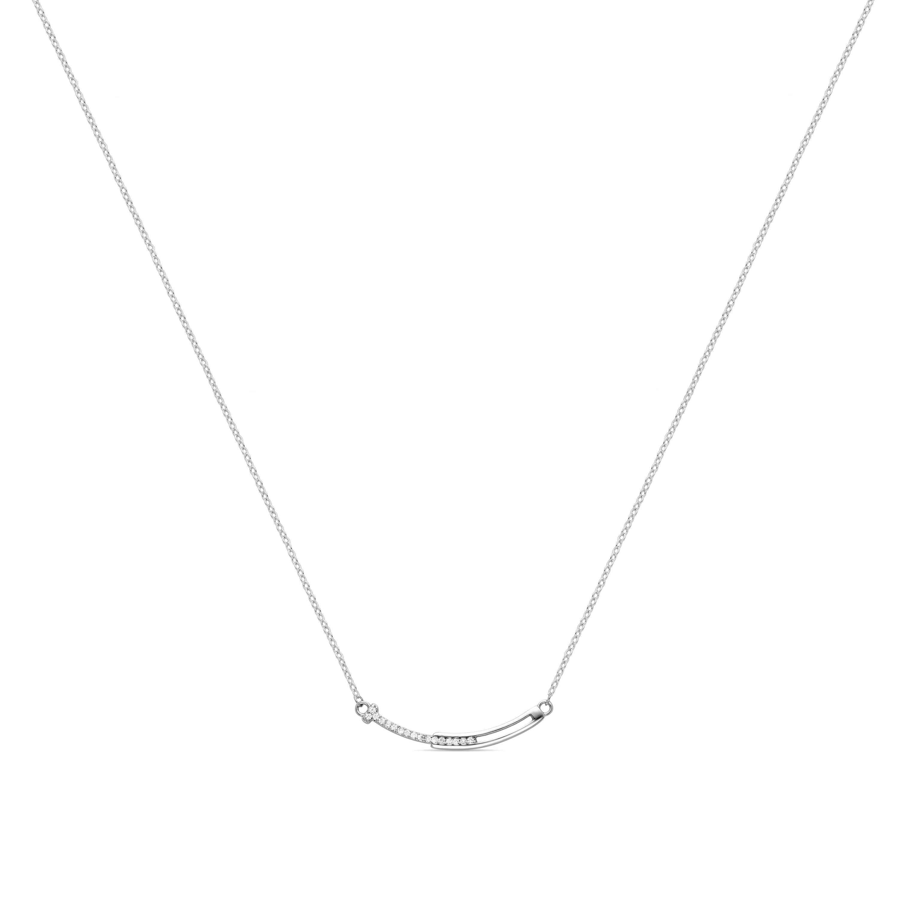 Ketting van schitterende zirkonia afgewerkt in rhodium - Fai