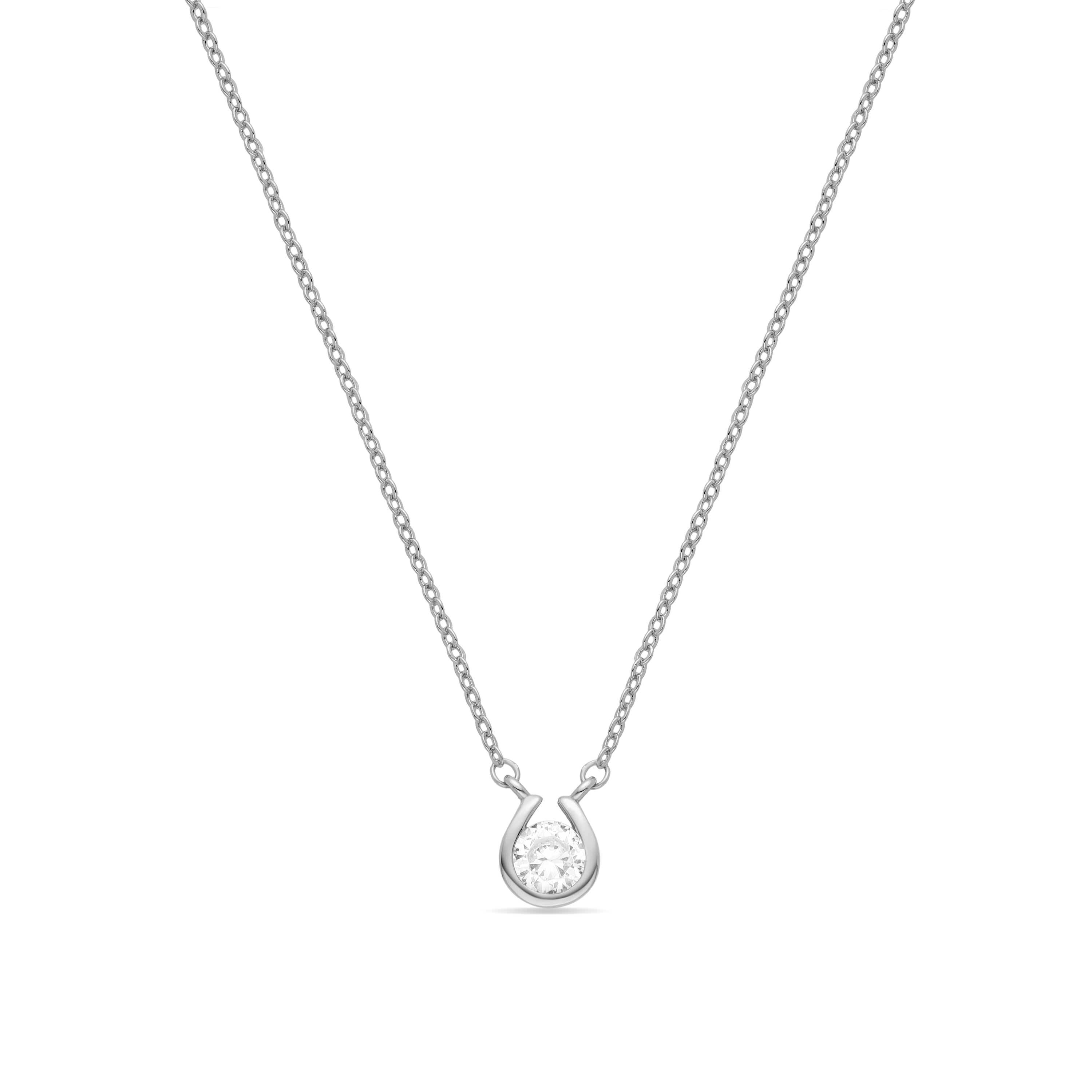 Ketting van schitterende zirkonia met rhodiumafwerking - Ceol