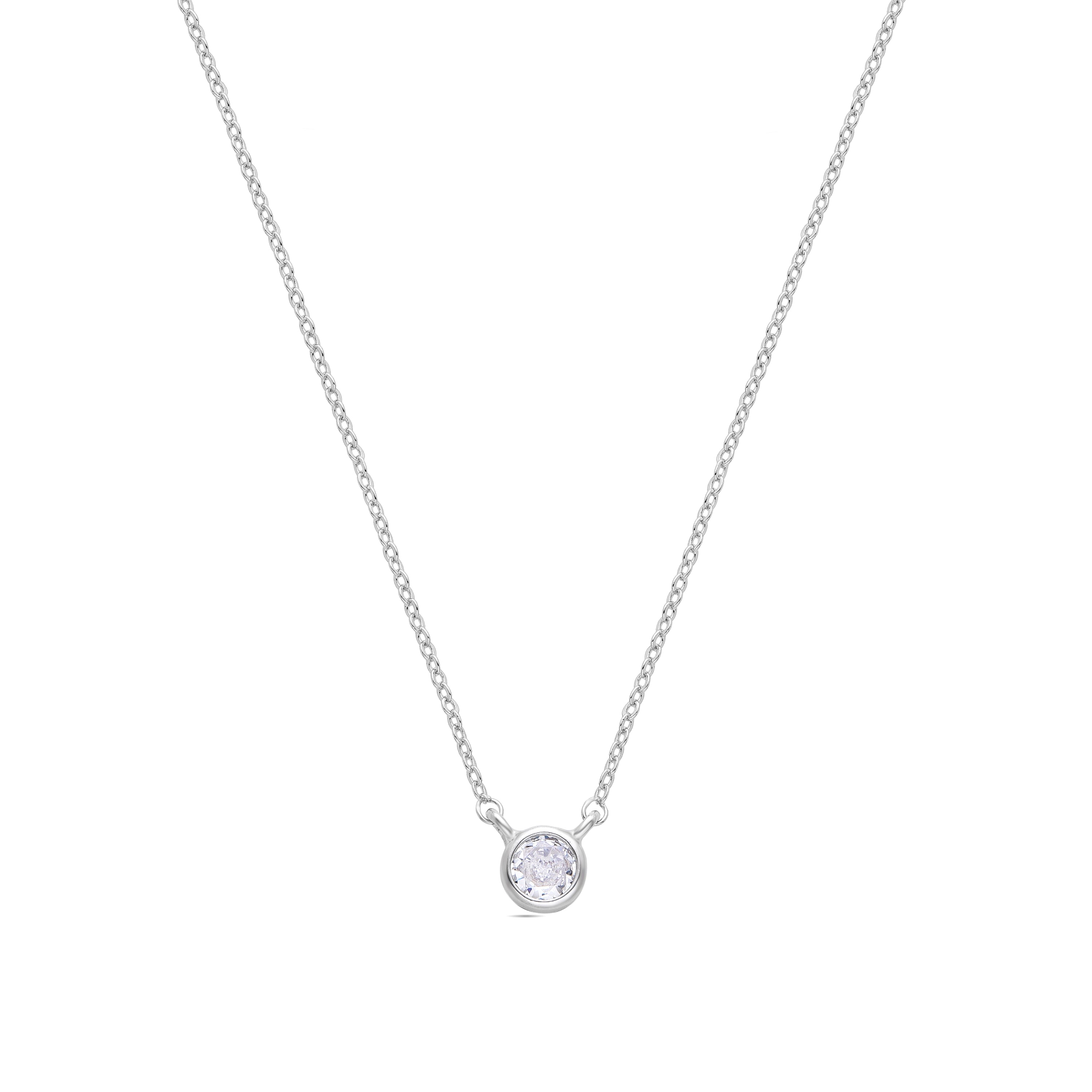 Ketting van schitterende zirkonia met rhodiumafwerking - Akele