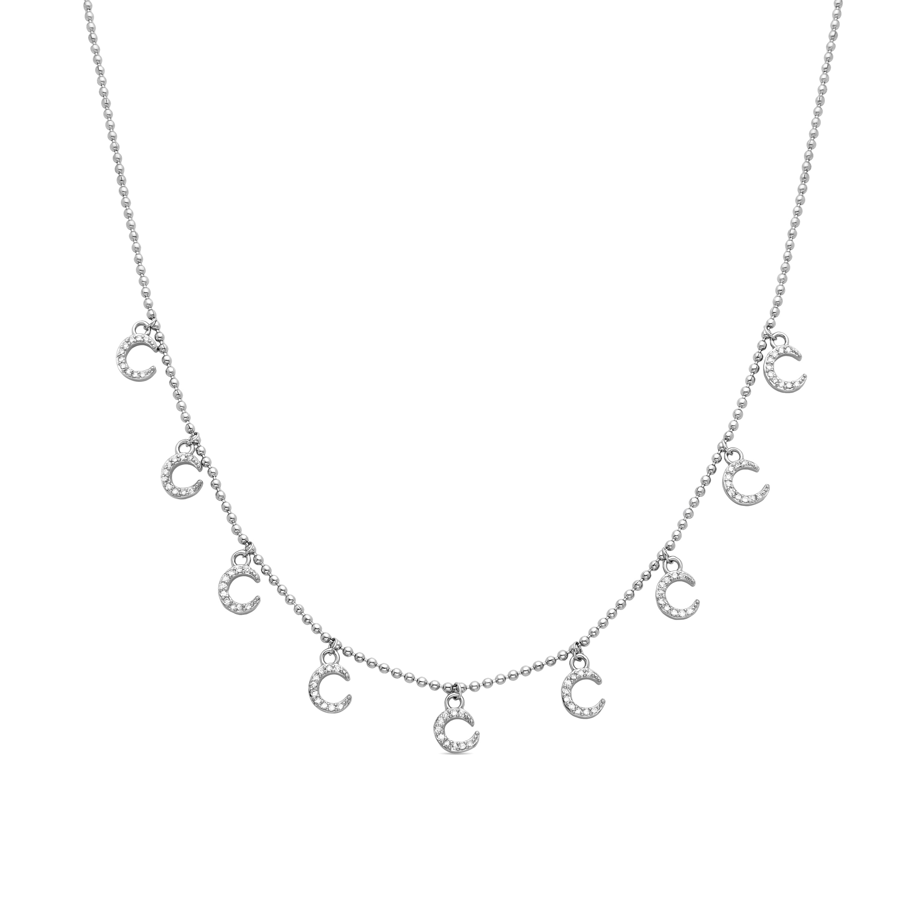 Ketting van schitterende zirkonia afgewerkt in rhodium - Sadil