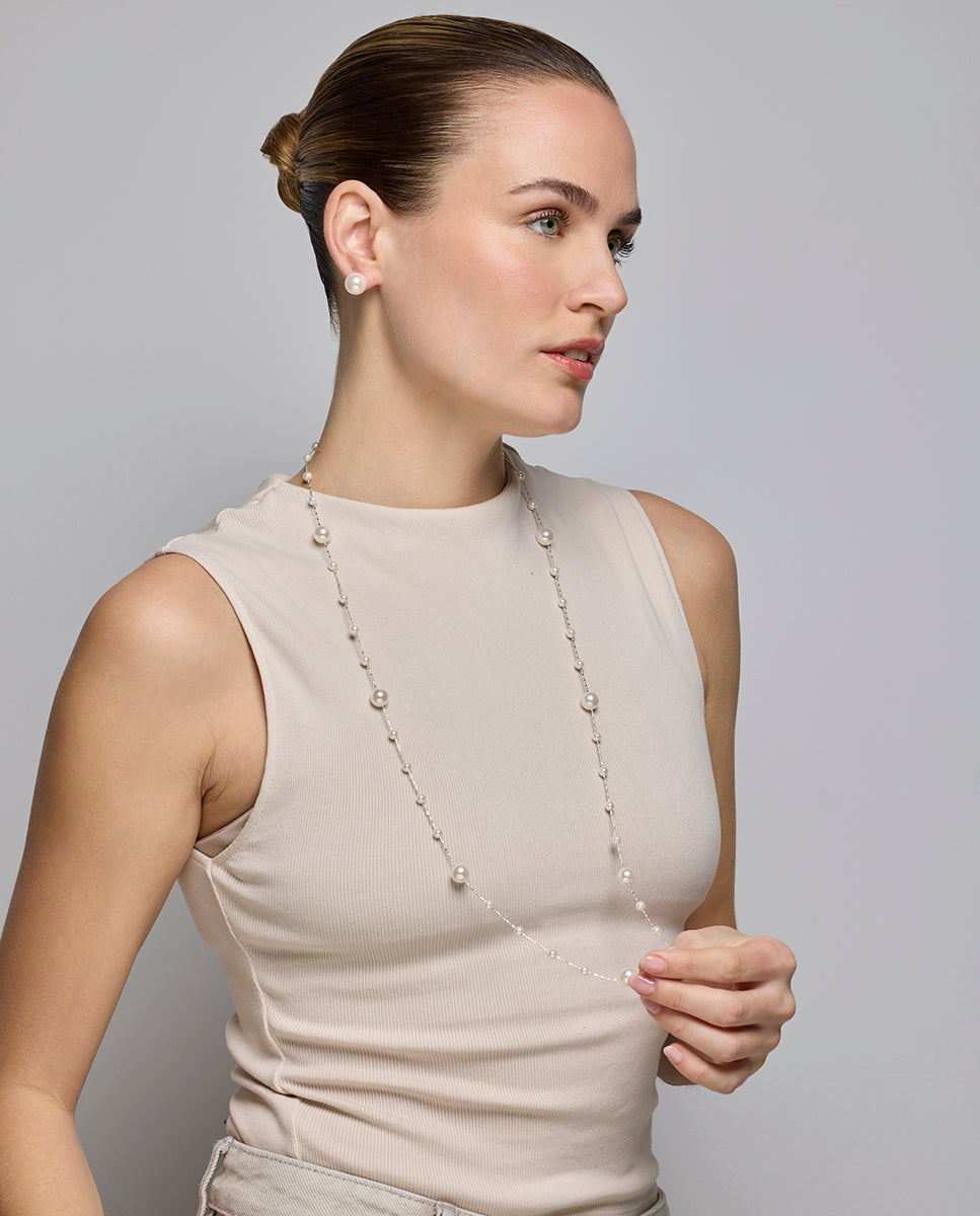 Ketting met Witte Parel zilver afgewerkt - Xyaz