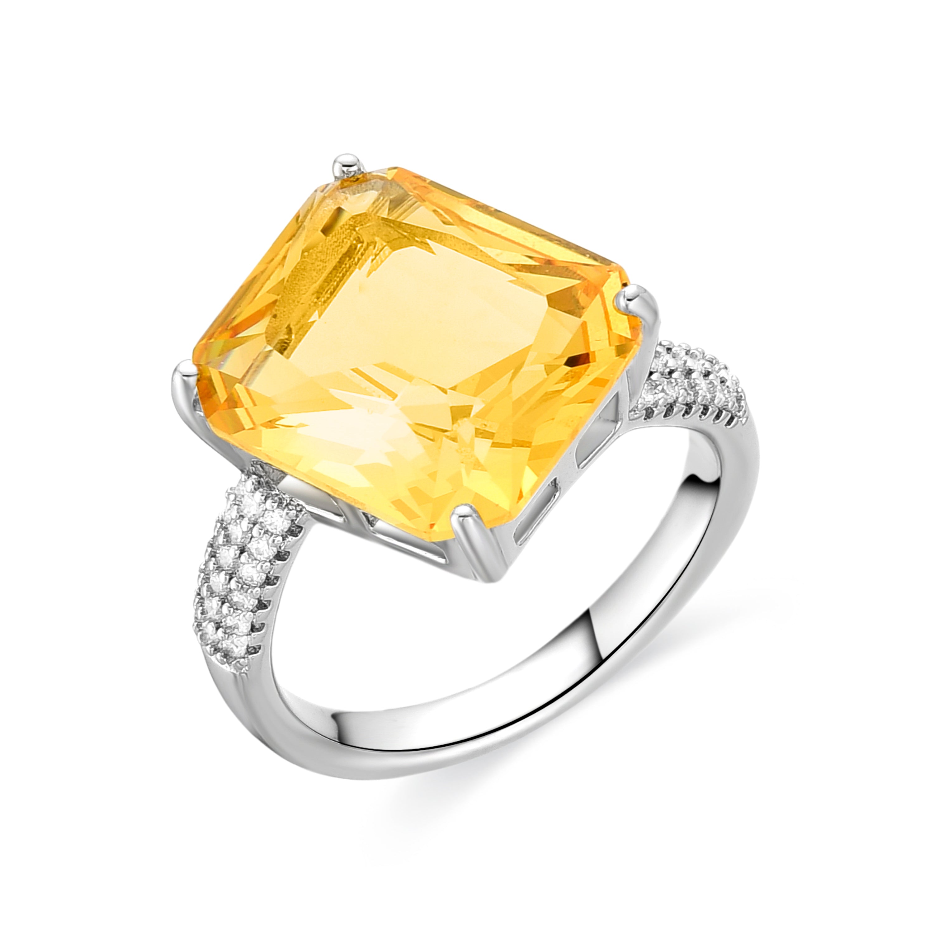 Anillo con Padparadscha acabado en rodio - Anfay