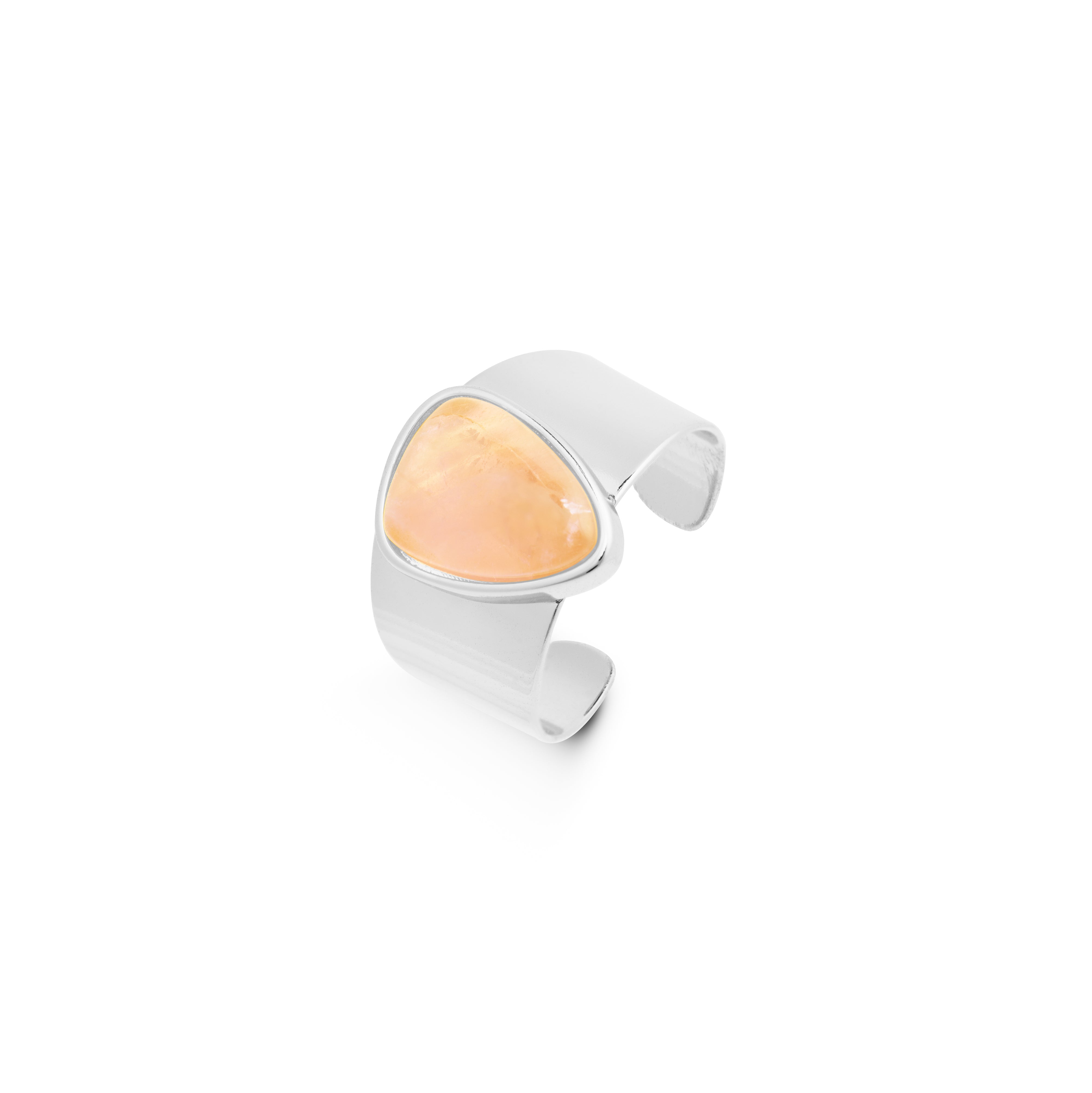 Orange Achat Ring mit Rhodium-Finish - Sheak