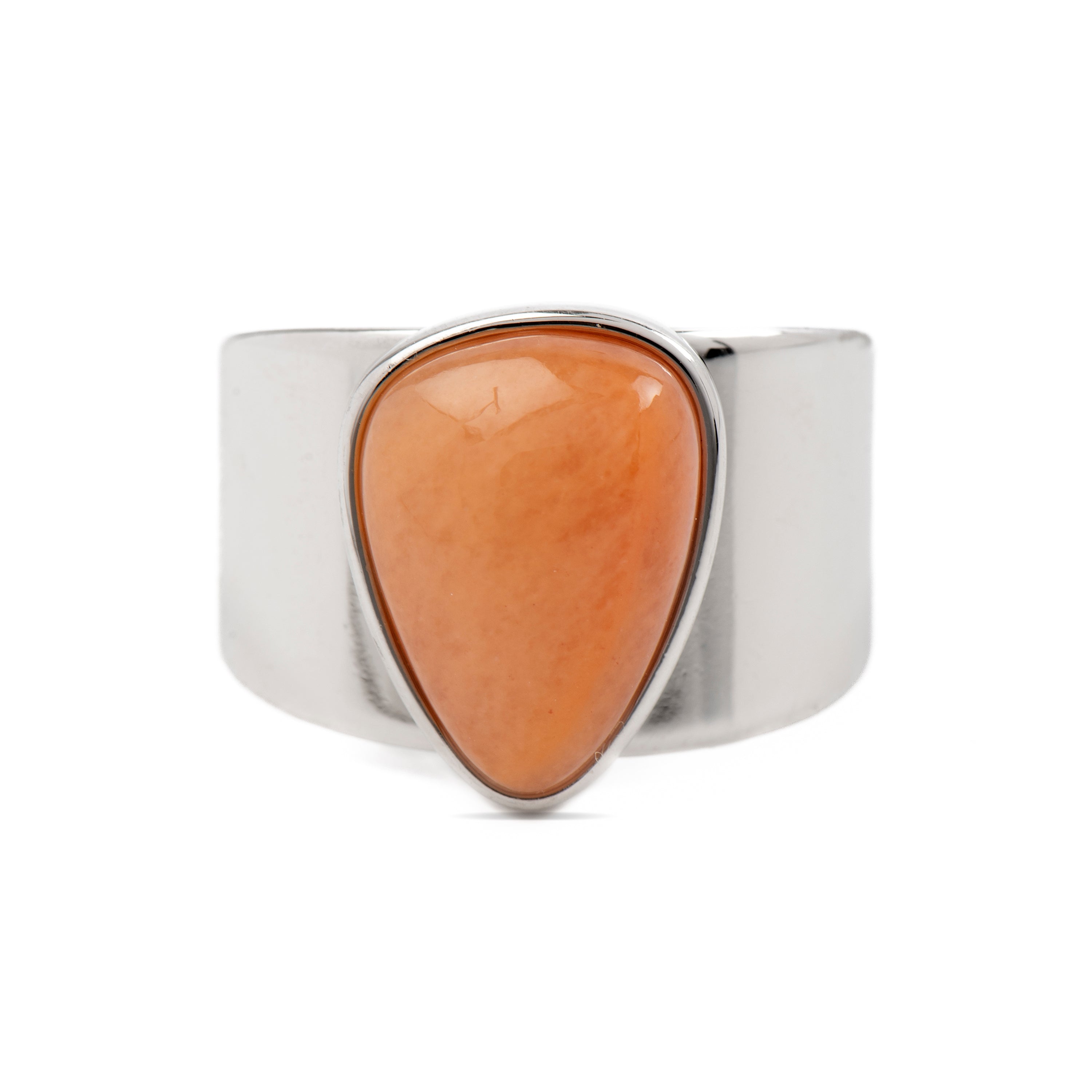 Anillo de Agata Naranja acabado en rodio - Sheak