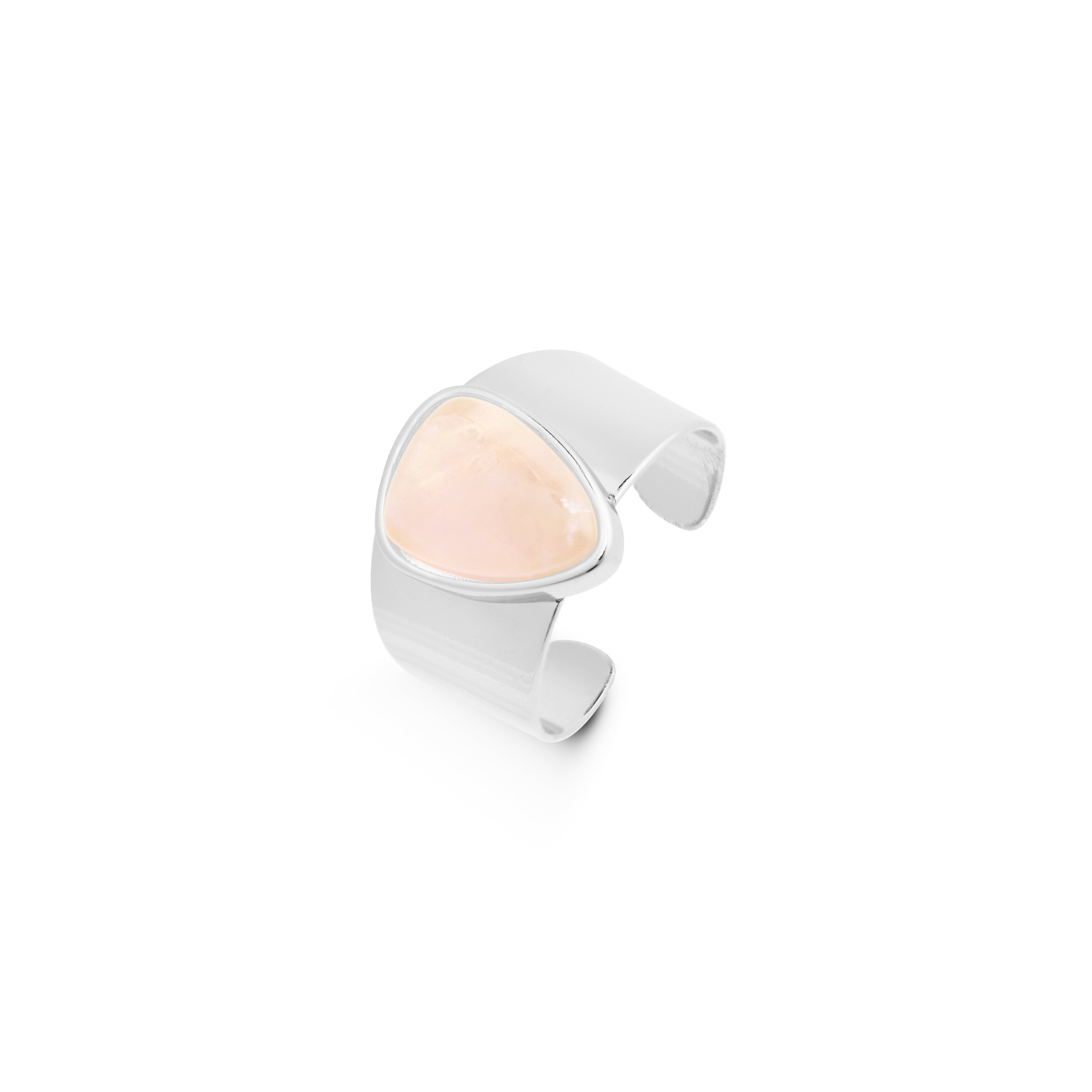 Anillo de Cuarzo Rosa acabado en rodio - Sheak